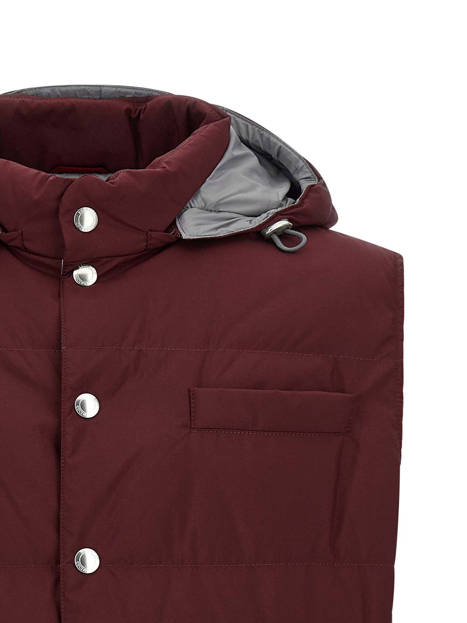 Brunello Cucinelli Bordeaux Polyester Sleeveless Jacket Brunello Cucinelli