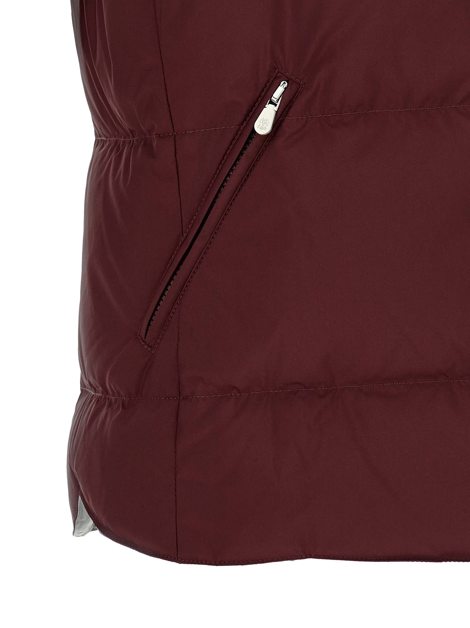 Brunello Cucinelli Bordeaux Polyester Sleeveless Jacket Brunello Cucinelli