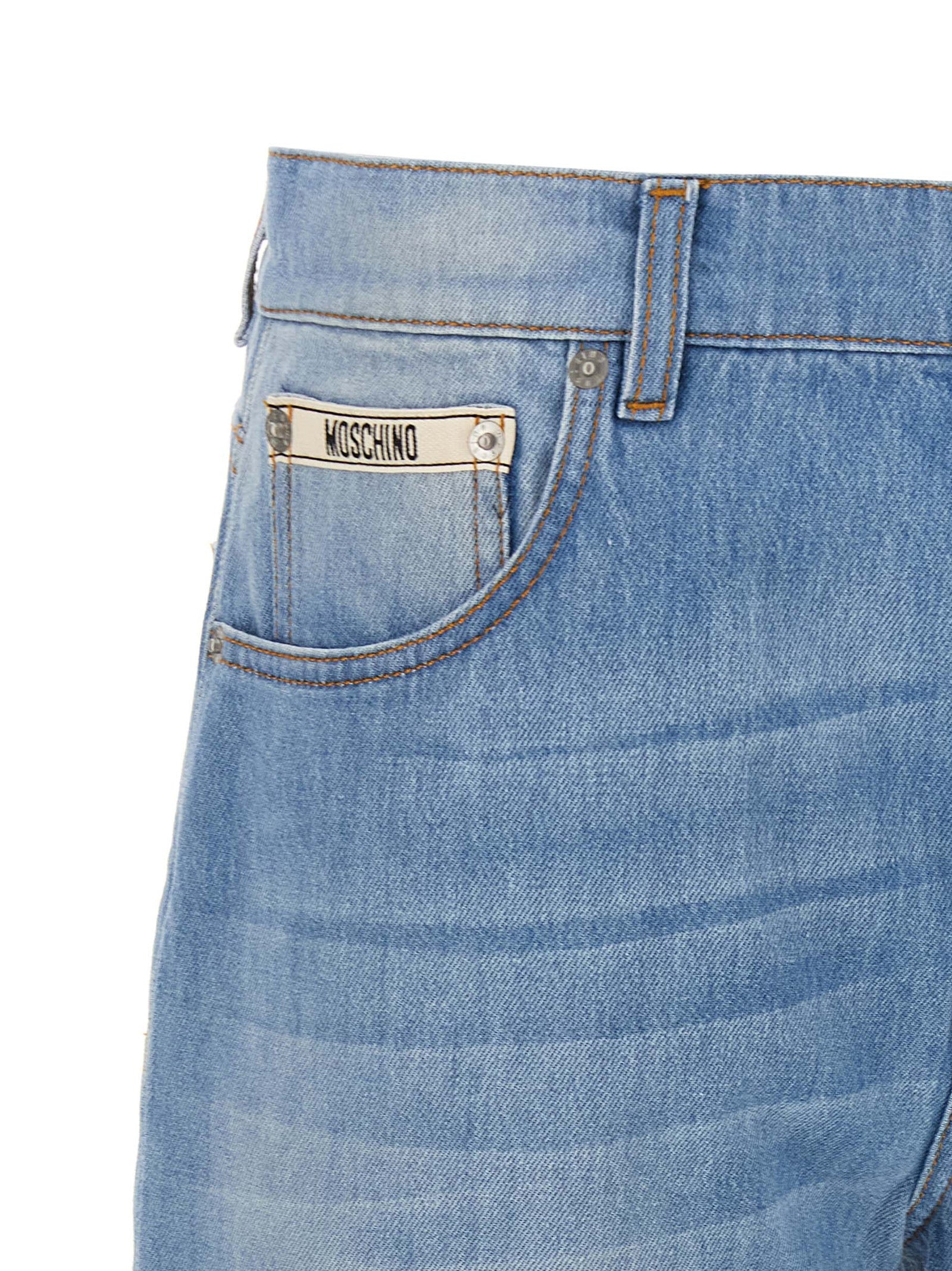 Moschino Blue Cotton Straight-Leg Jeans Moschino