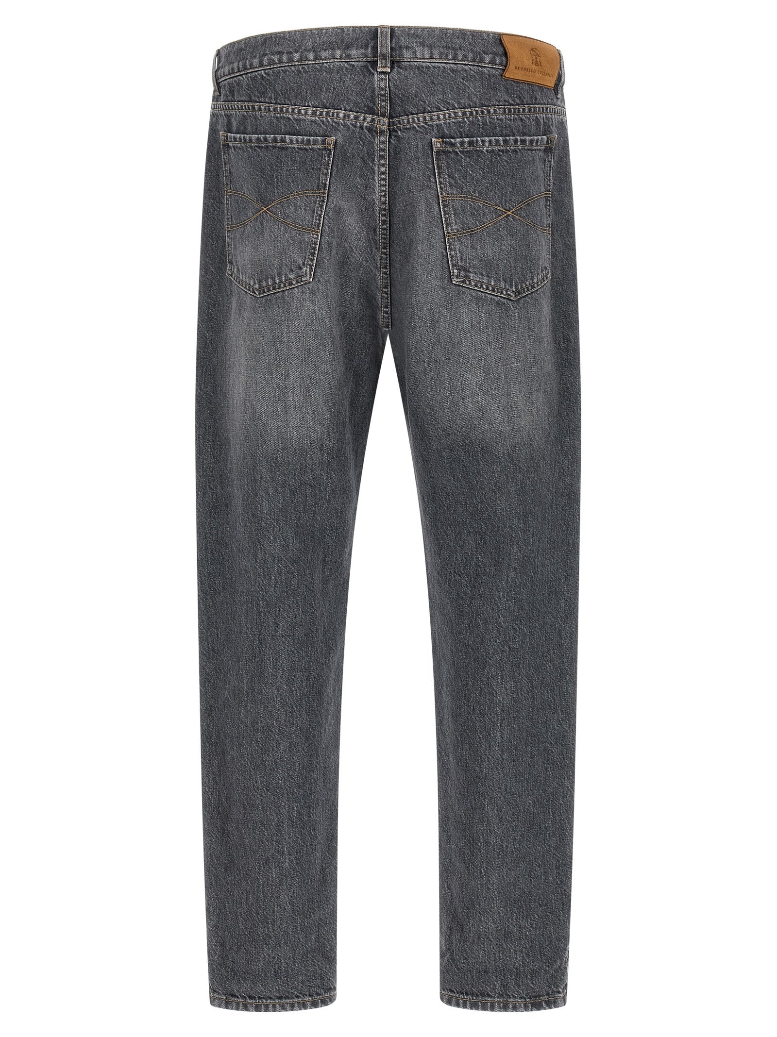 Brunello Cucinelli Gray Cotton Straight-Leg Jeans Brunello Cucinelli