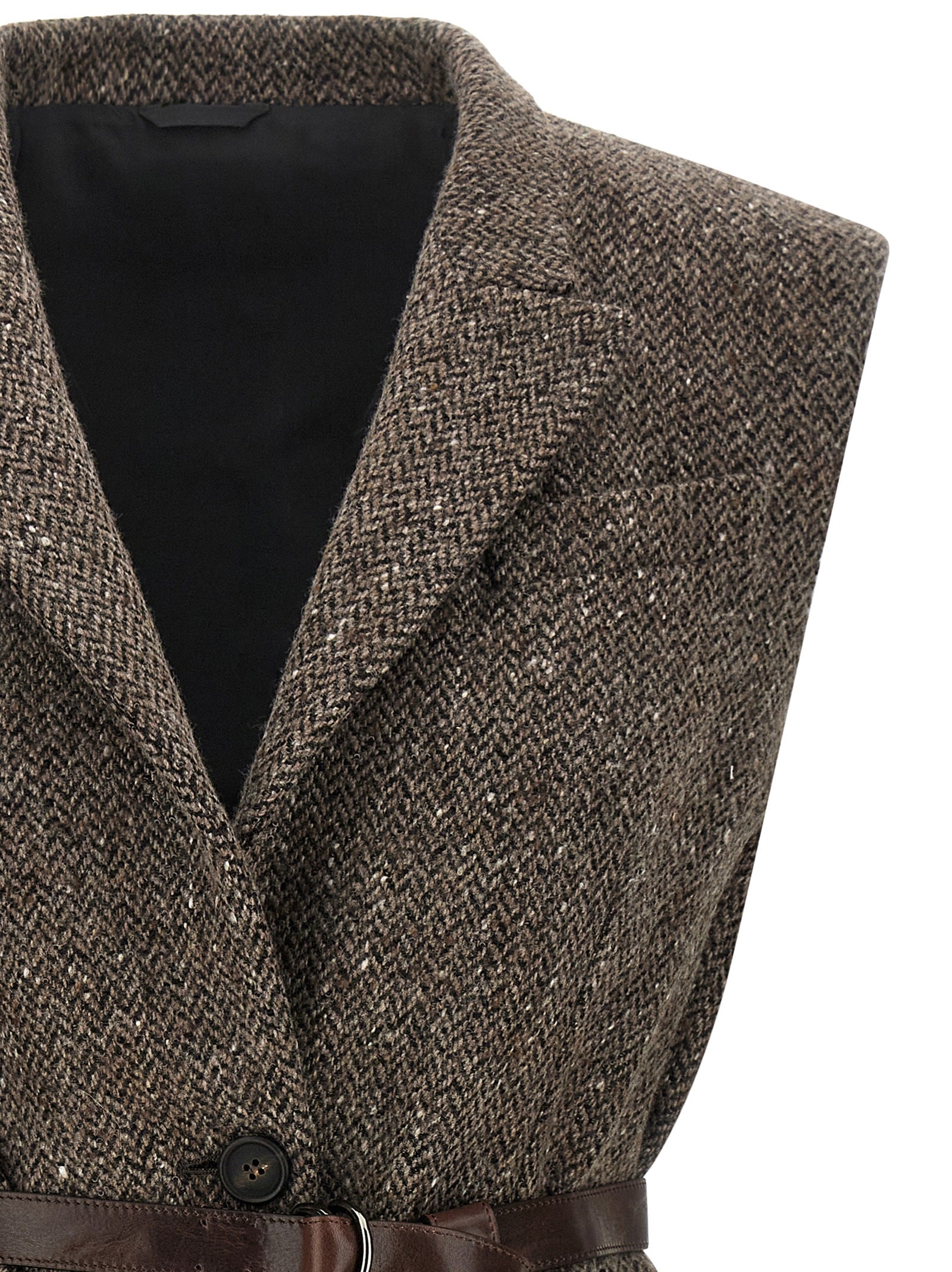Brunello Cucinelli Brown Virgin Wool Sleeveless Jacket Brunello Cucinelli
