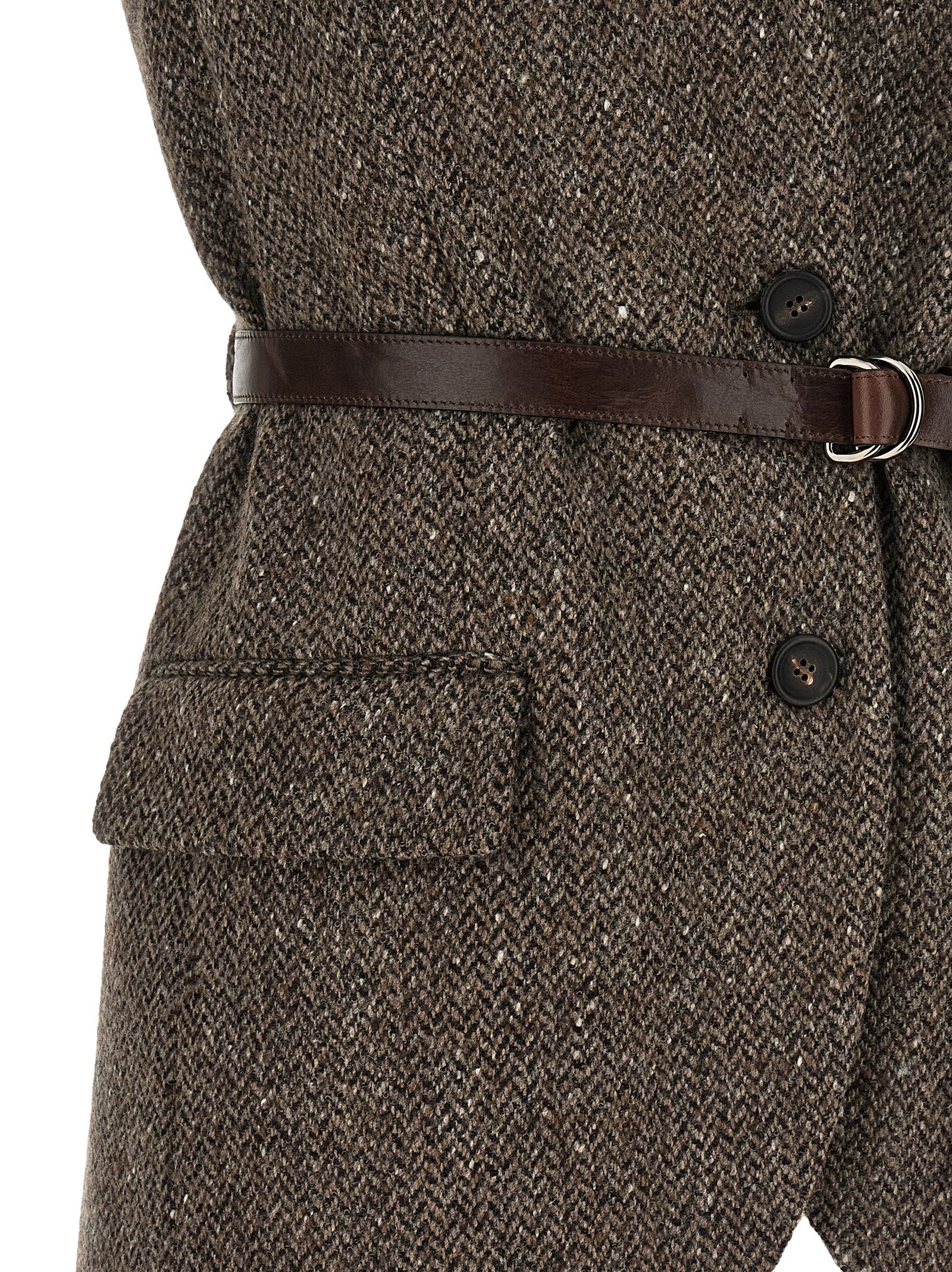 Brunello Cucinelli Brown Virgin Wool Sleeveless Jacket Brunello Cucinelli