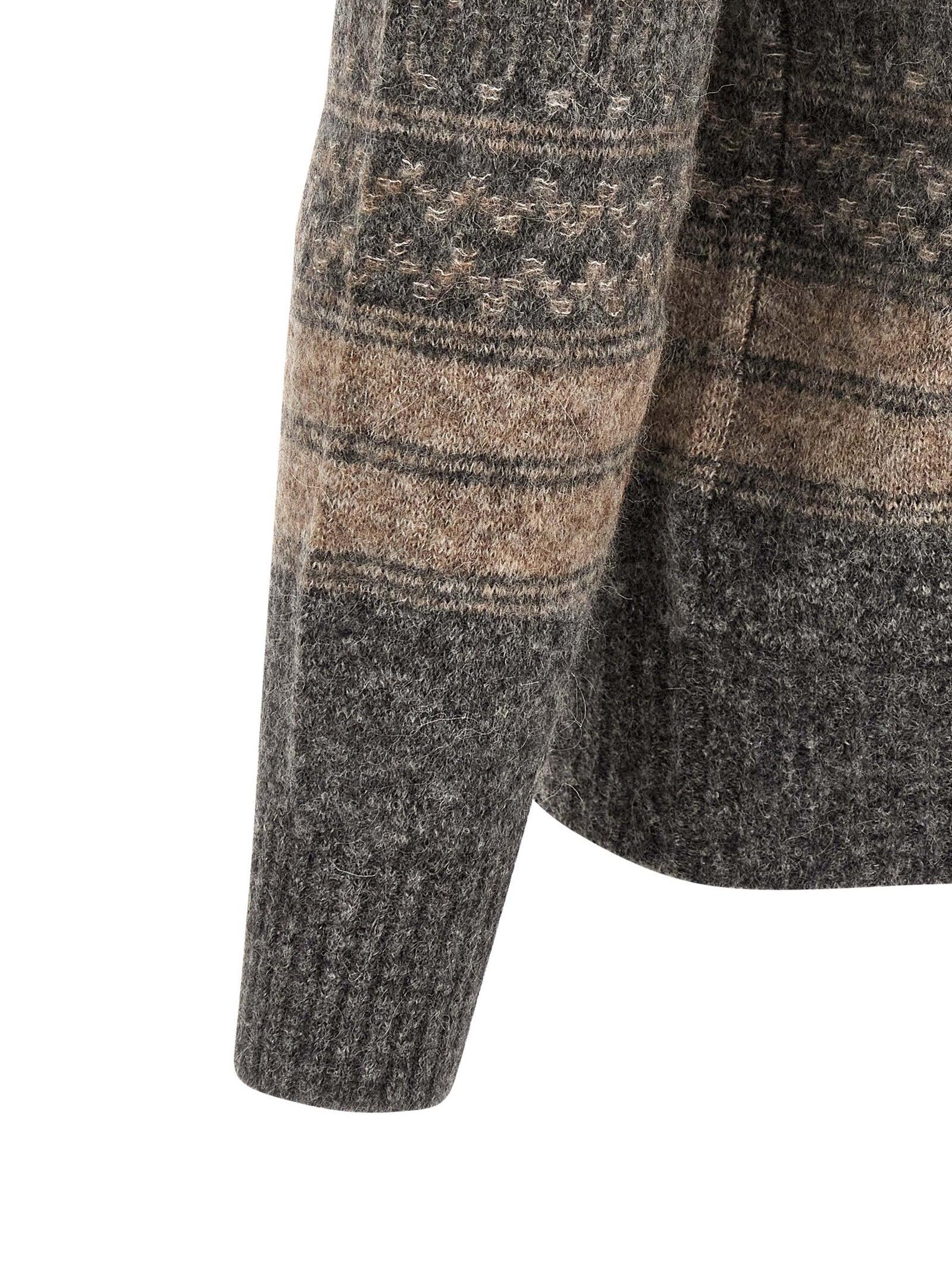 Brunello Cucinelli Gray Alpaca Leather Cardigan Brunello Cucinelli