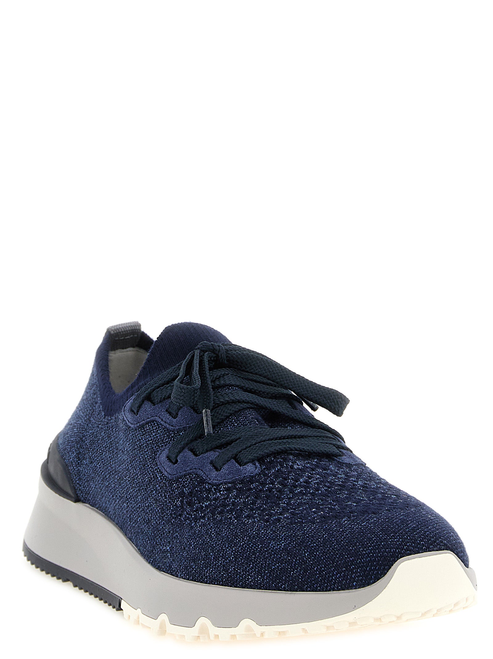 Brunello Cucinelli Blue Cotton Athletic Sneakers Brunello Cucinelli