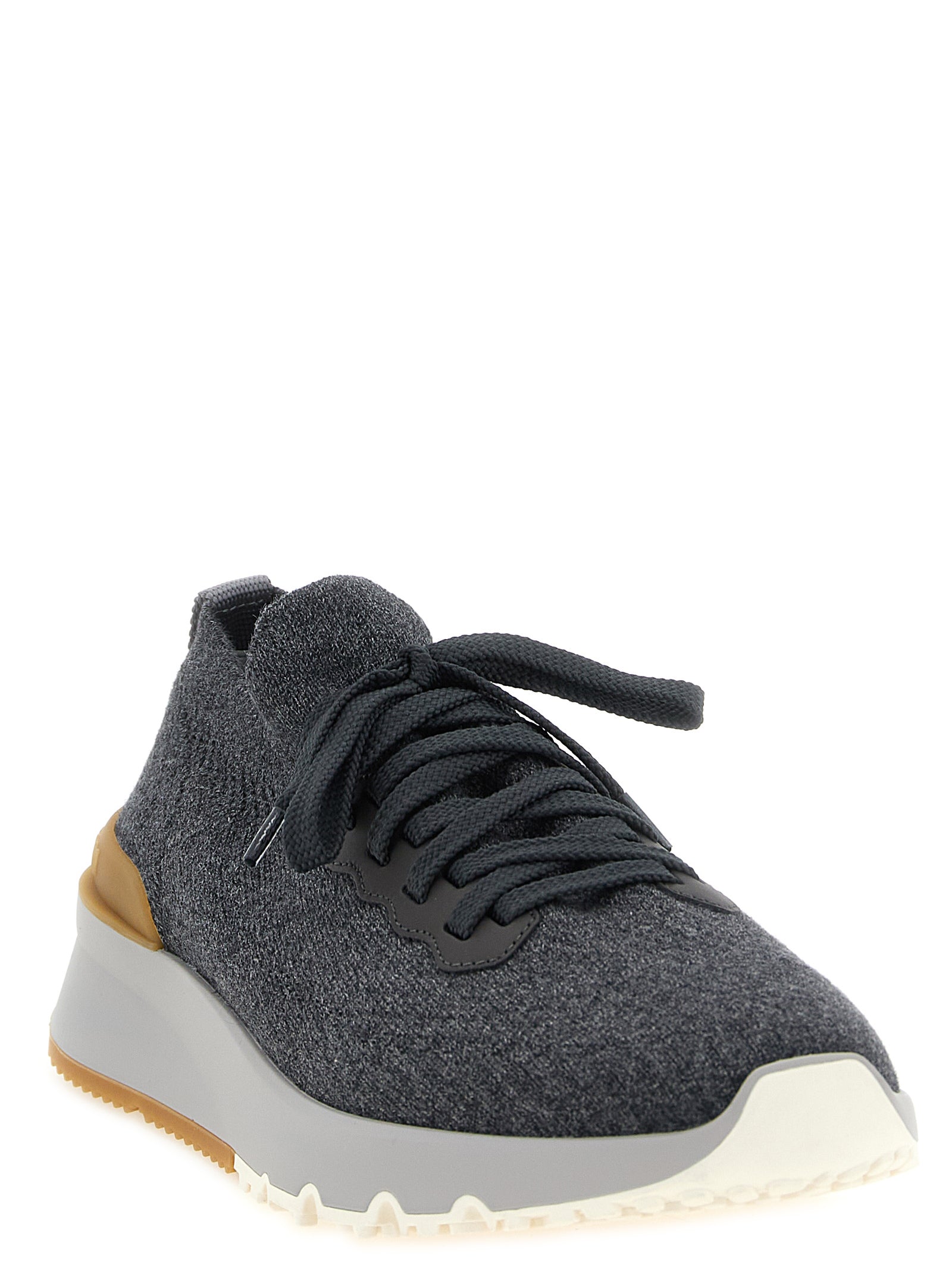 Brunello Cucinelli Gray Cotton Athletic Sneakers Brunello Cucinelli
