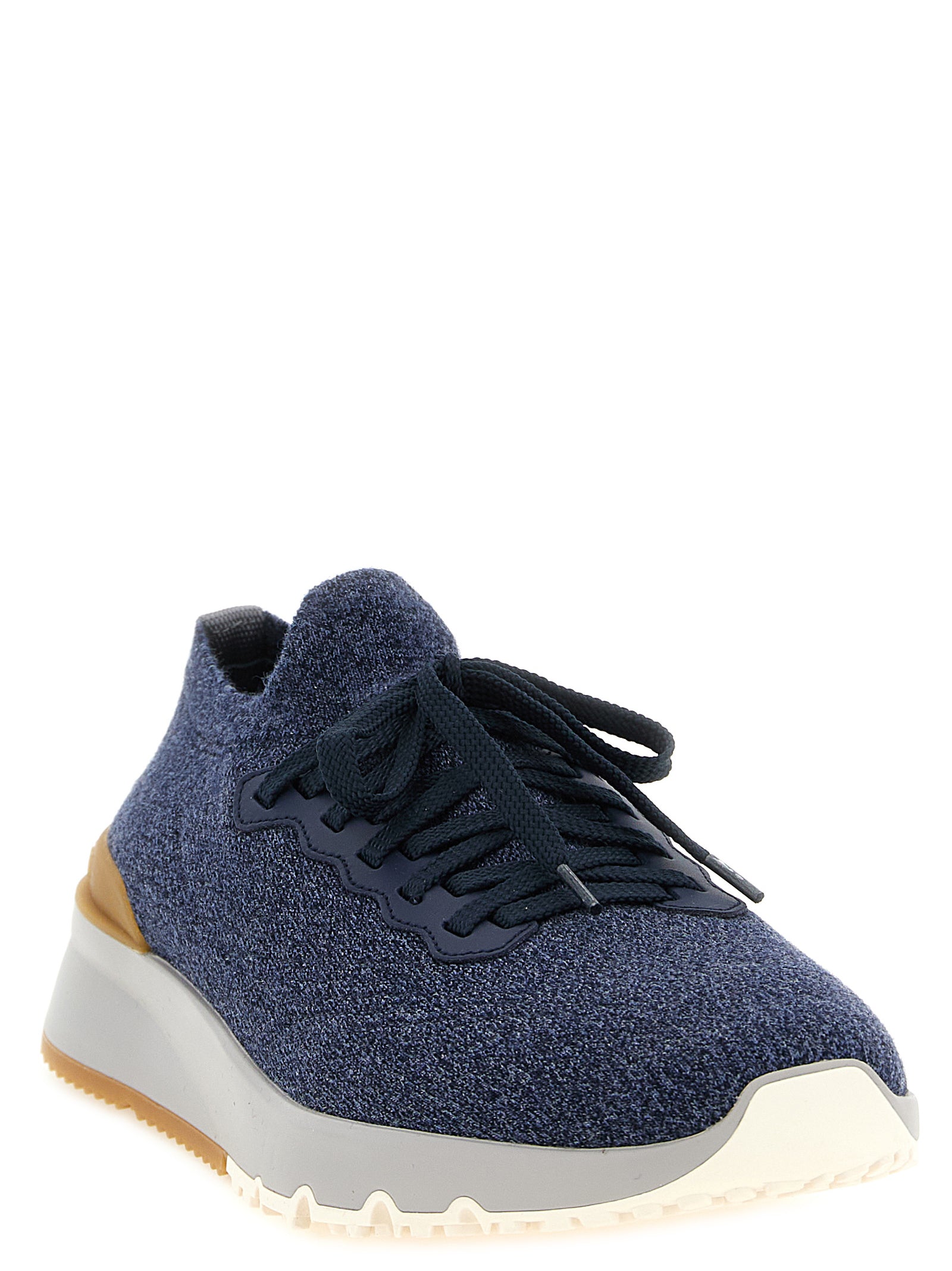 Brunello Cucinelli Blue Wool Athletic Sneakers Brunello Cucinelli