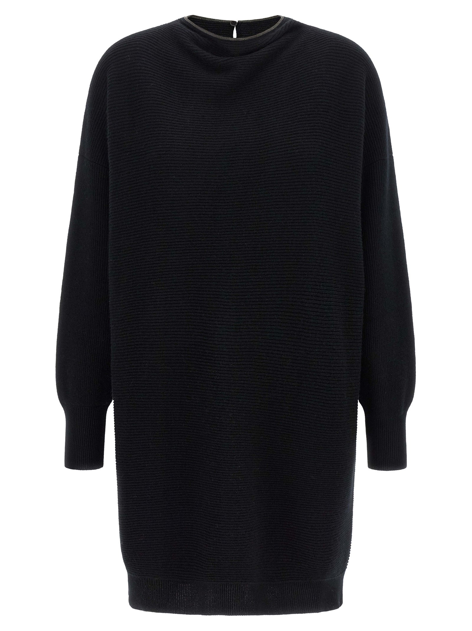 Brunello Cucinelli Black Virgin Wool Short Dress Brunello Cucinelli
