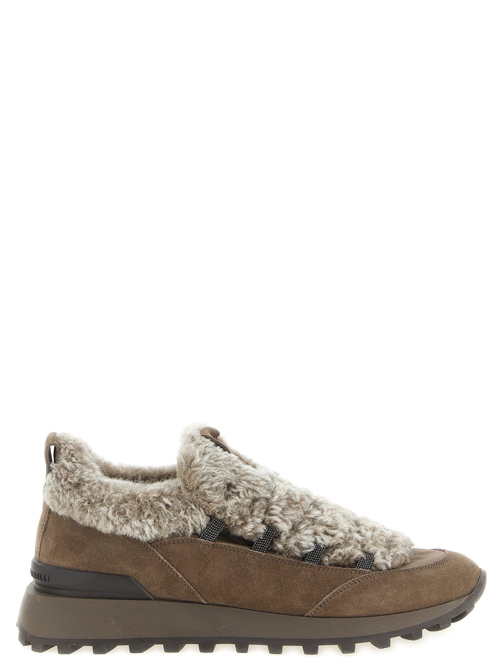 Brunello Cucinelli Brown Calfskin Chunky Sneakers Brunello Cucinelli