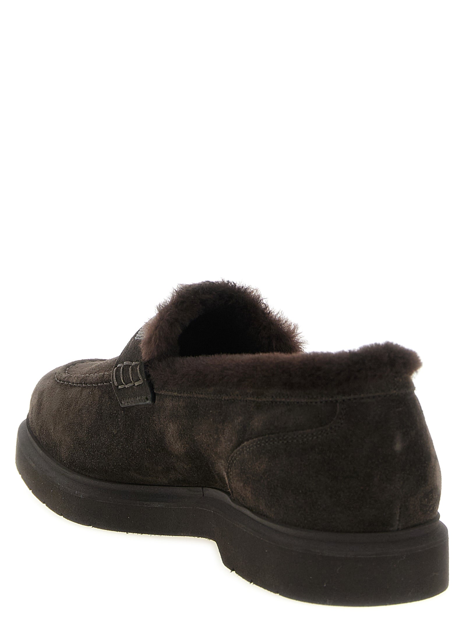 Brunello Cucinelli Brown Calfskin Slip-On Loafers Brunello Cucinelli