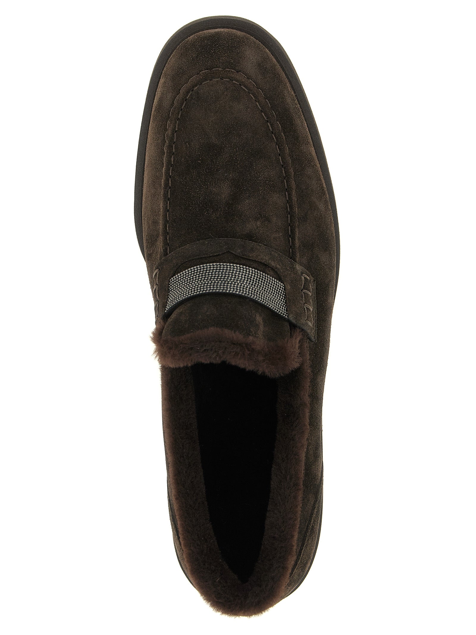 Brunello Cucinelli Brown Calfskin Slip-On Loafers Brunello Cucinelli