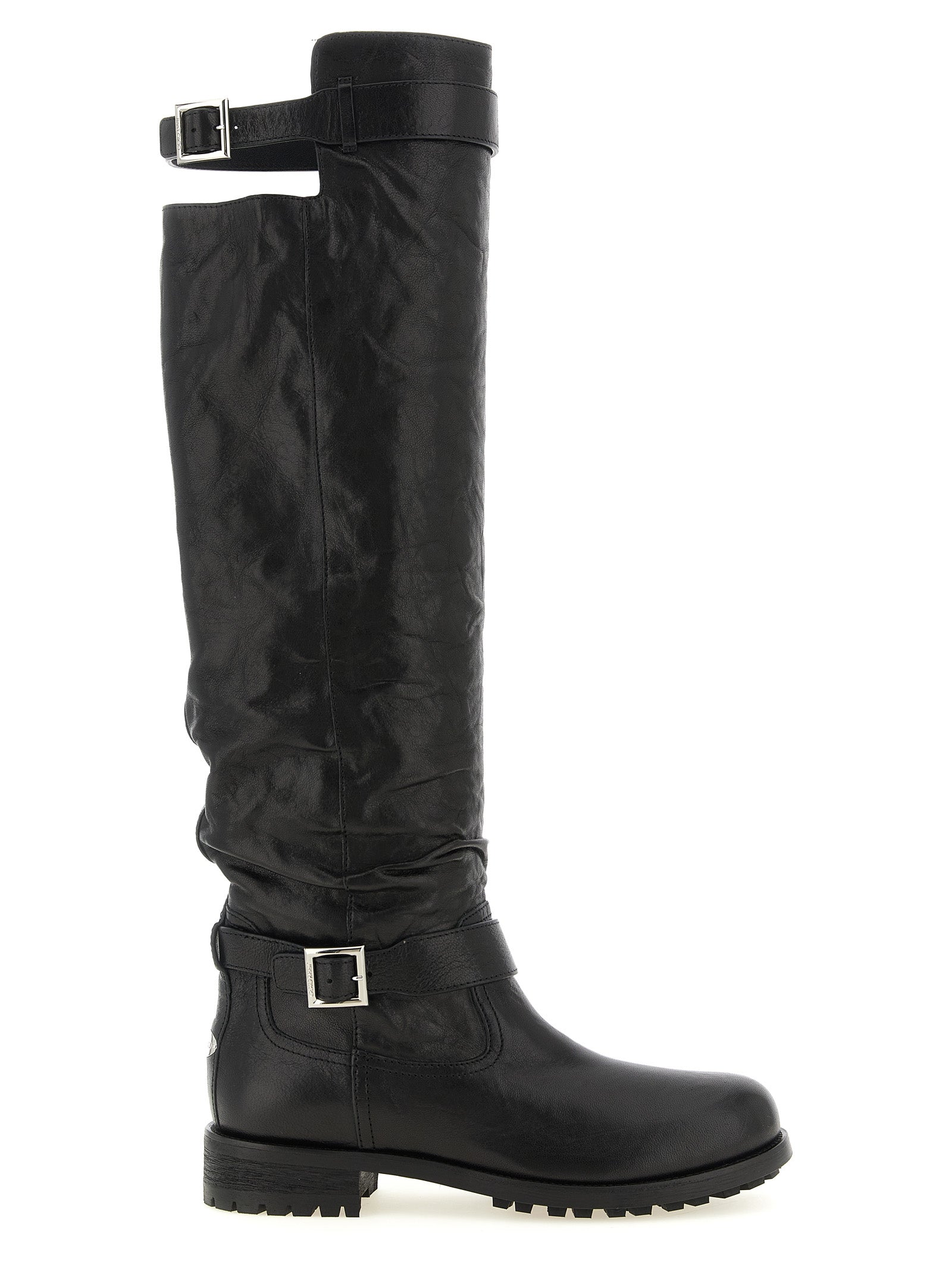 Jimmy Choo Black Leather Over The Knee Jimmy Choo