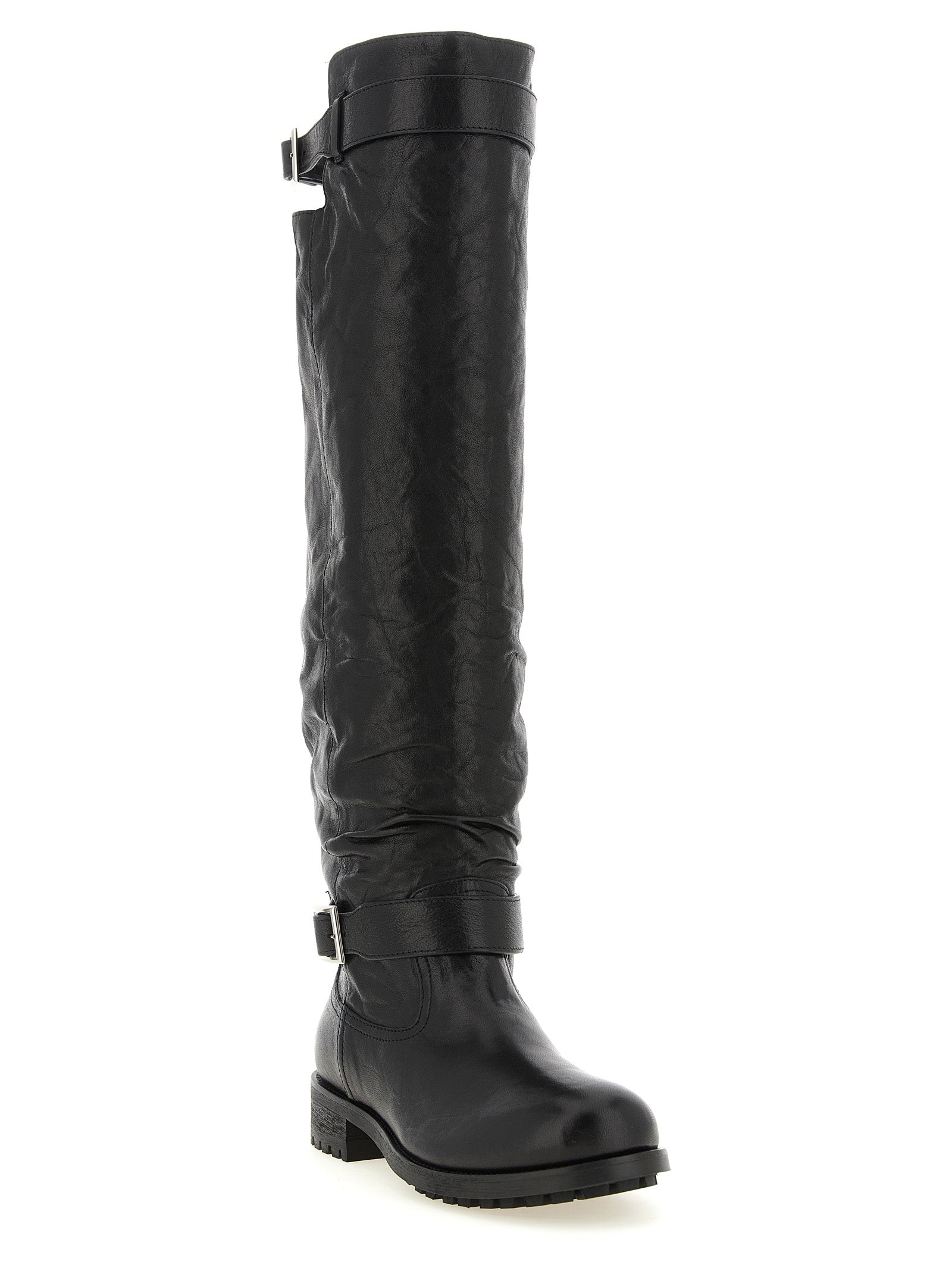 Jimmy Choo Black Leather Over The Knee Jimmy Choo
