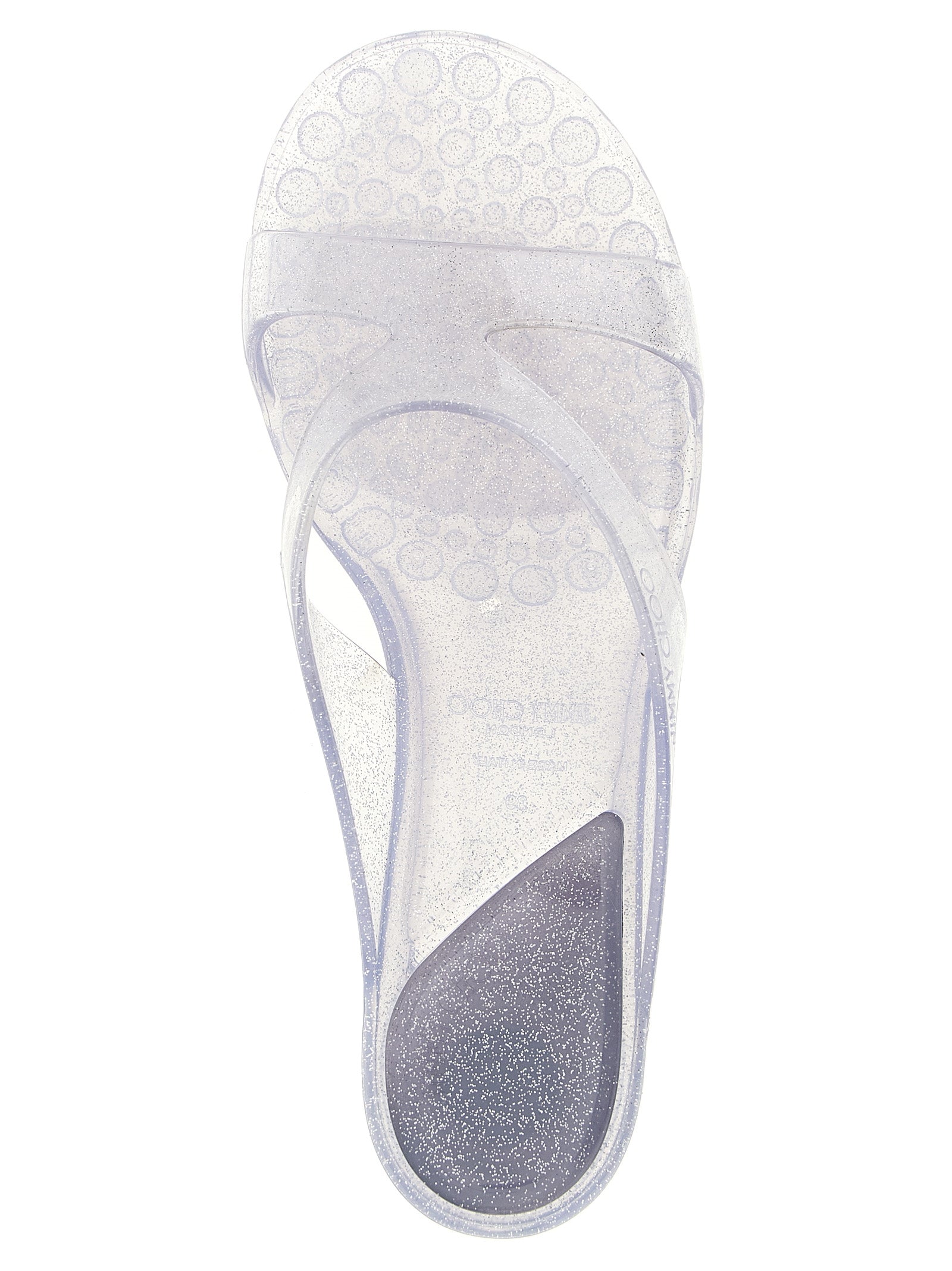 Jimmy Choo Silver Rubber Flat Sandals Jimmy Choo