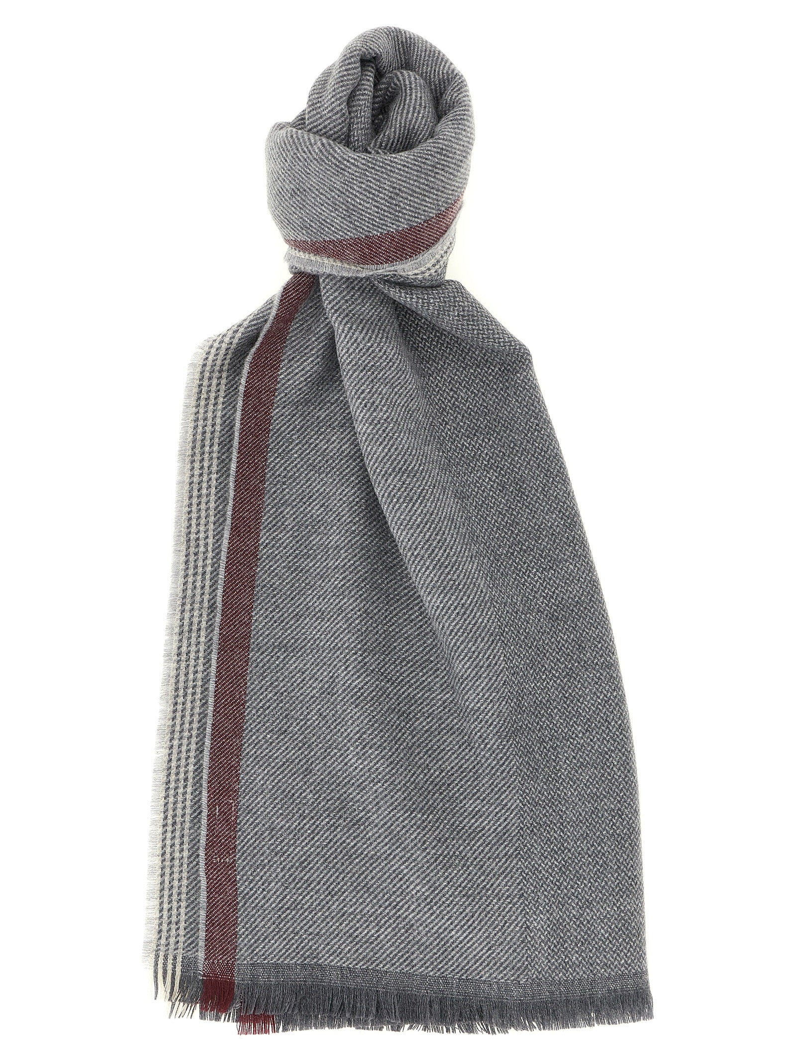 Brunello Cucinelli Gray Wool Scarf Brunello Cucinelli