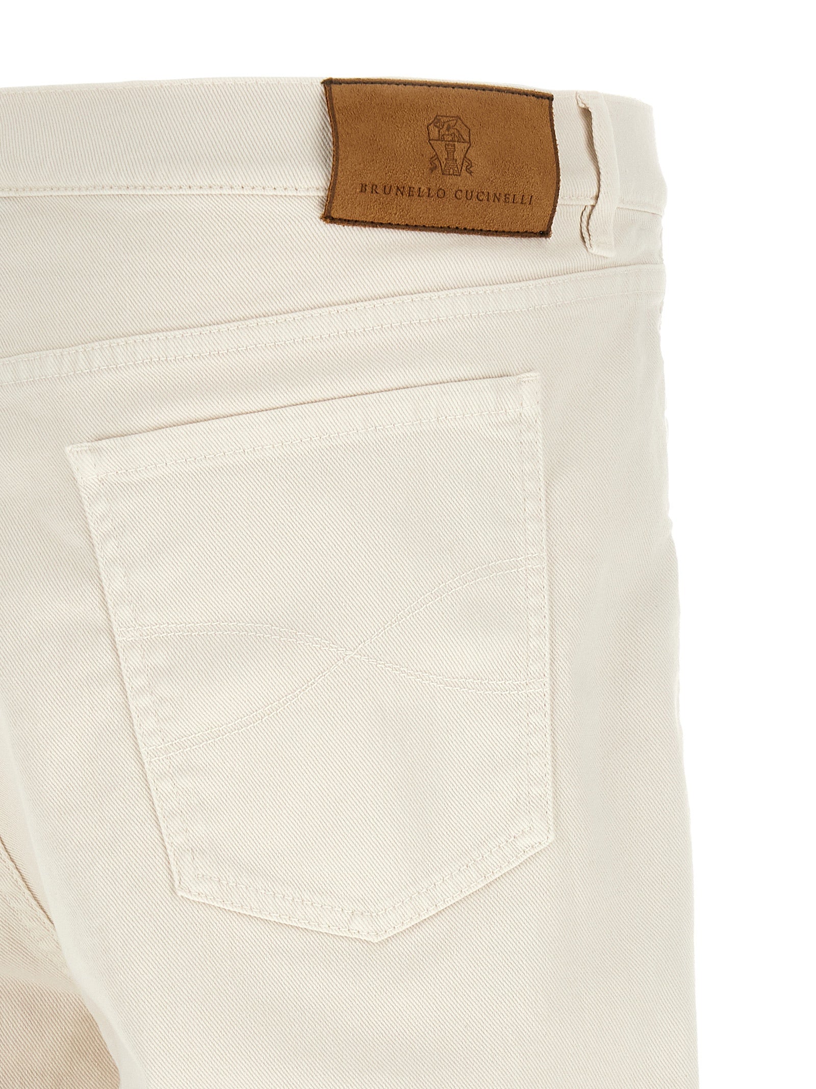 Brunello Cucinelli White Cotton Relaxed Fit Jeans Brunello Cucinelli