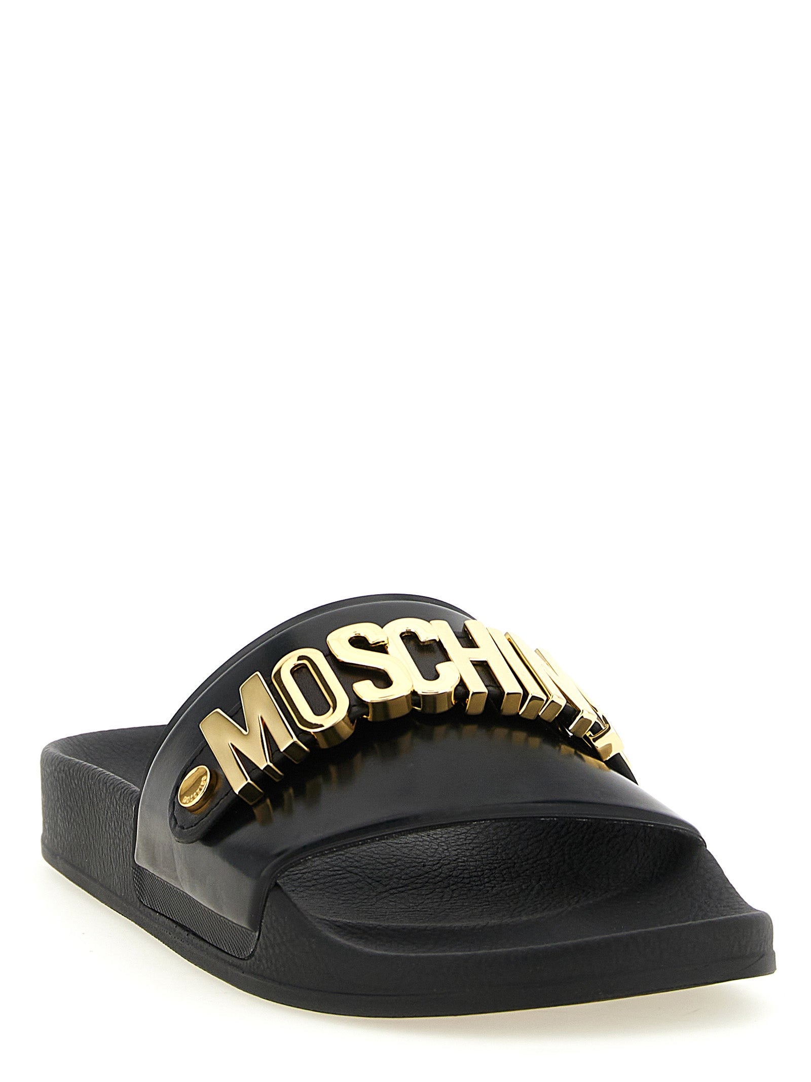 Moschino Gold Pvc Slides Moschino