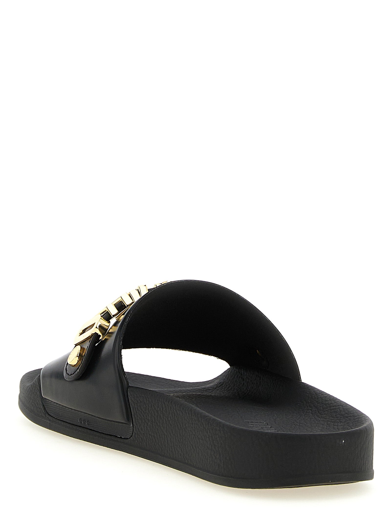 Moschino Gold Pvc Slides Moschino
