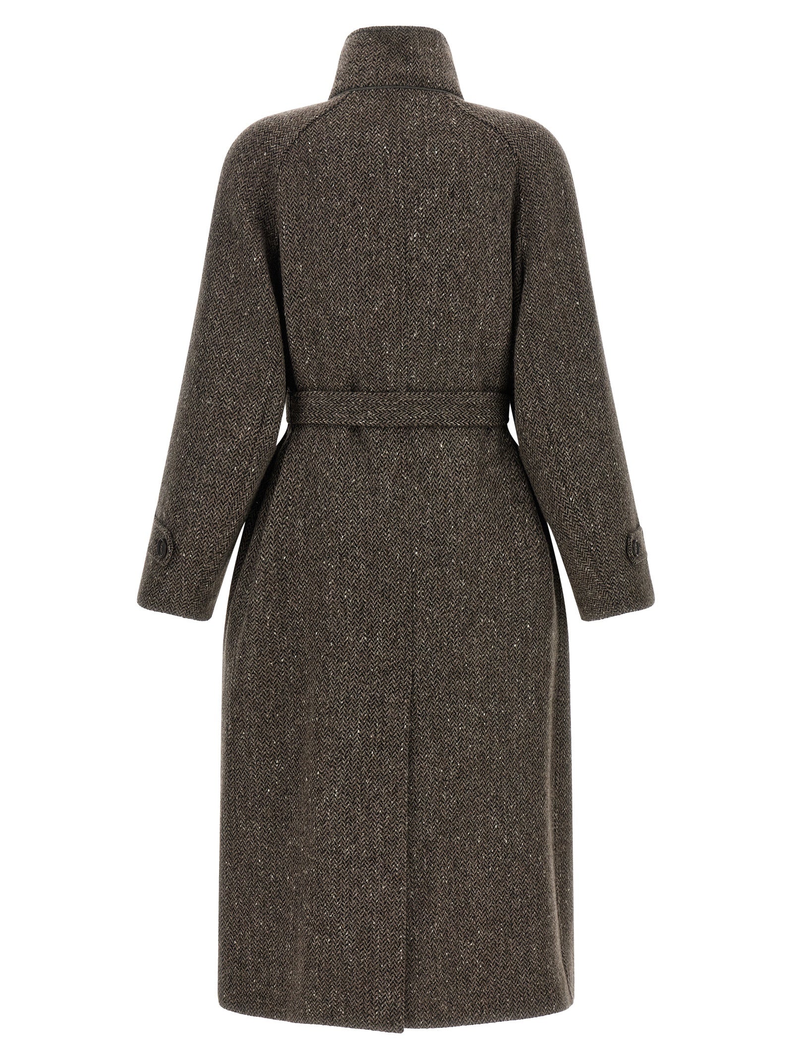 Brunello Cucinelli Brown Virgin Wool Coat Brunello Cucinelli