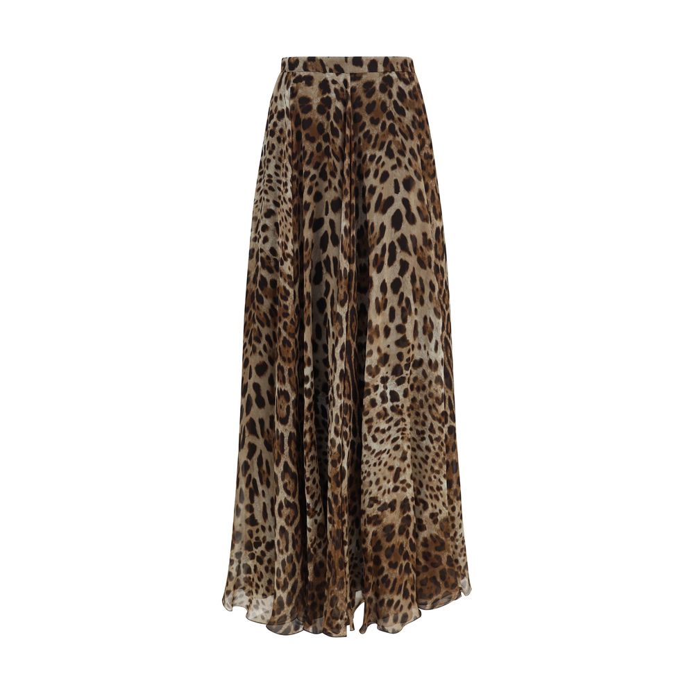 Dolce & Gabbana Beige Silk Long Skirt Dolce & Gabbana