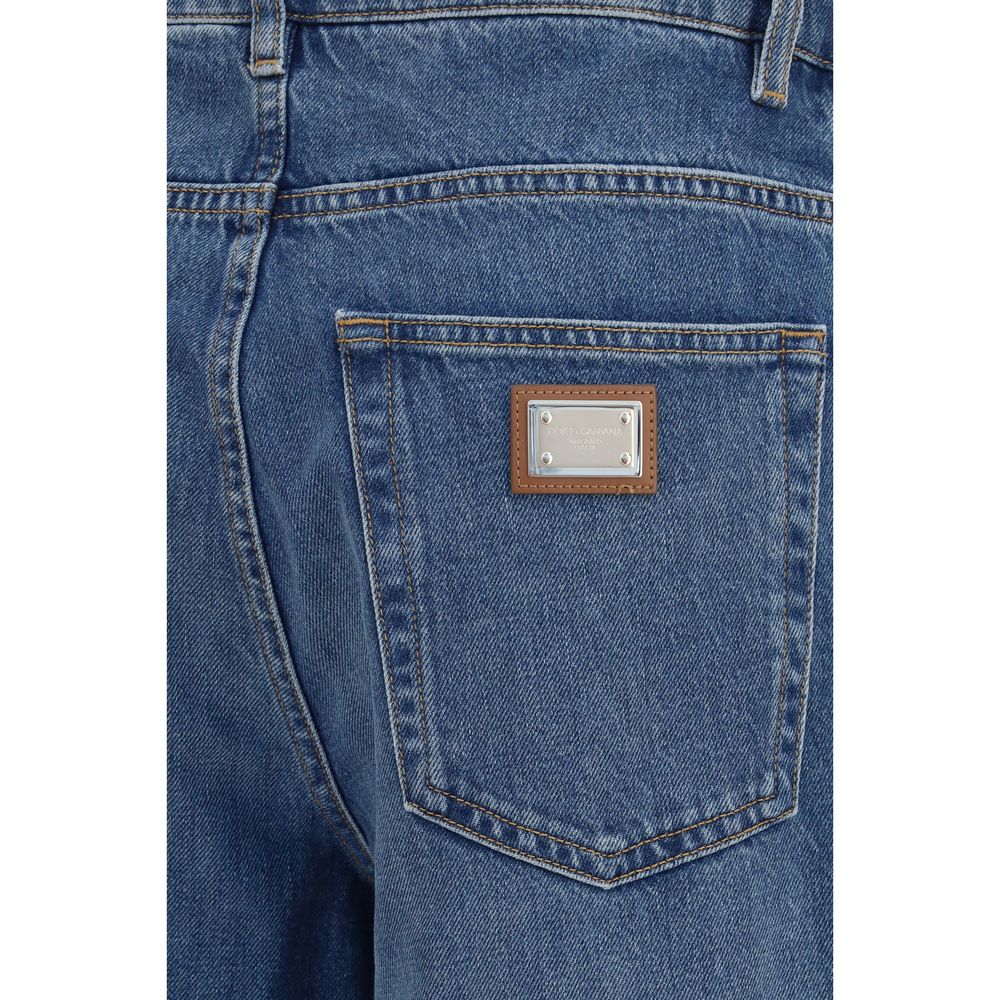 Dolce & Gabbana Blue Cotton Straight-Leg Jeans Dolce & Gabbana