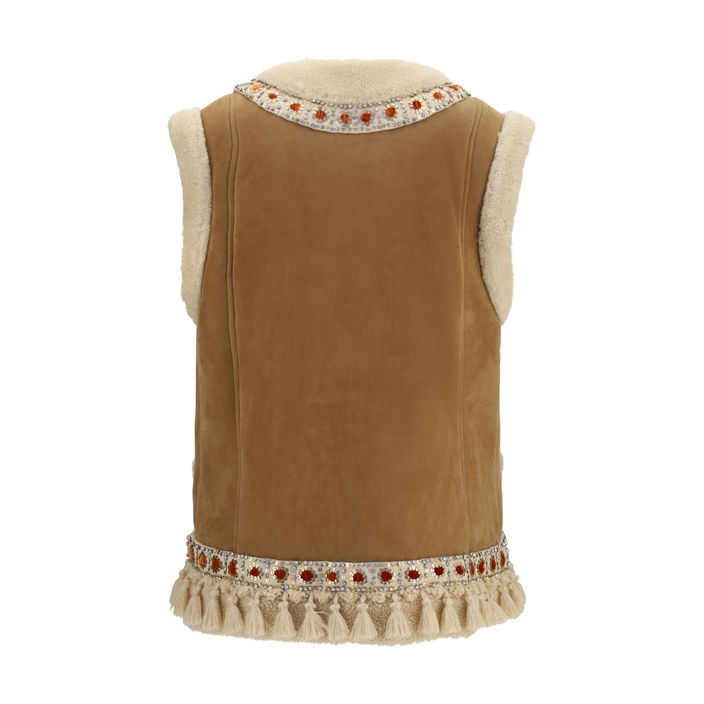 Valentino Garavani Beige Lamb Ovis Aries Aries Sleeveless Jacket Valentino Garavani