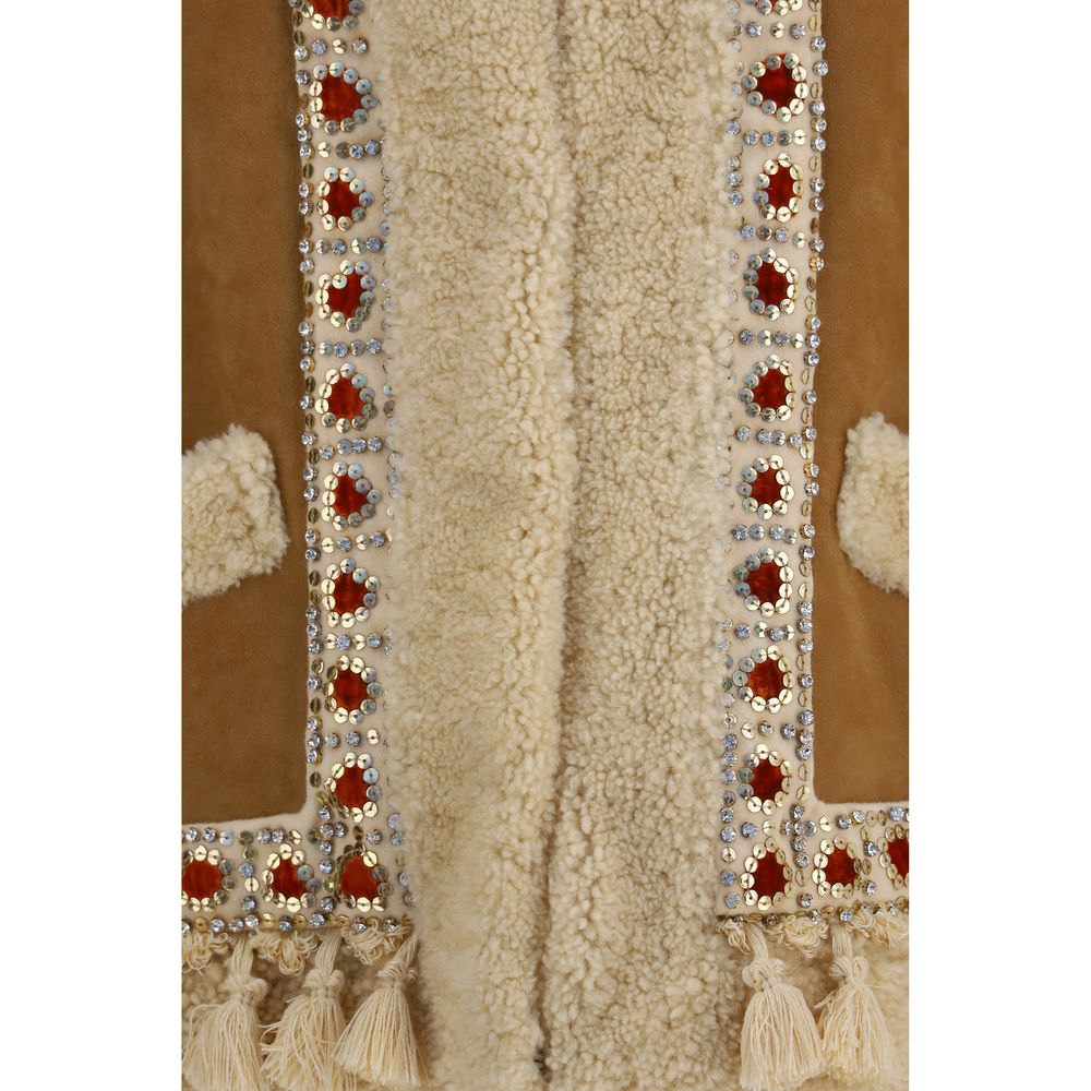 Valentino Garavani Beige Lamb Ovis Aries Aries Sleeveless Jacket Valentino Garavani