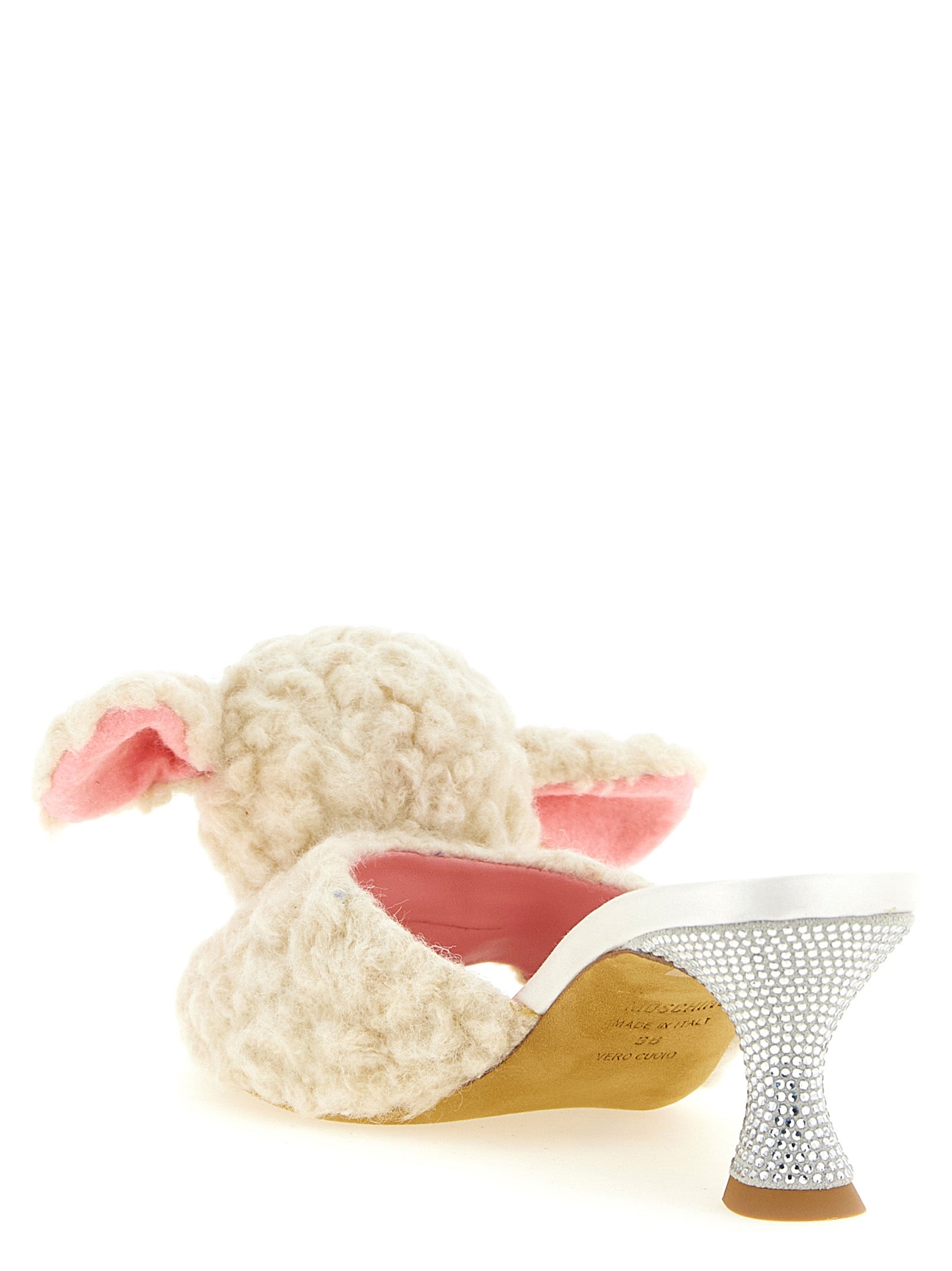 Moschino White Virgin Wool Mules Moschino