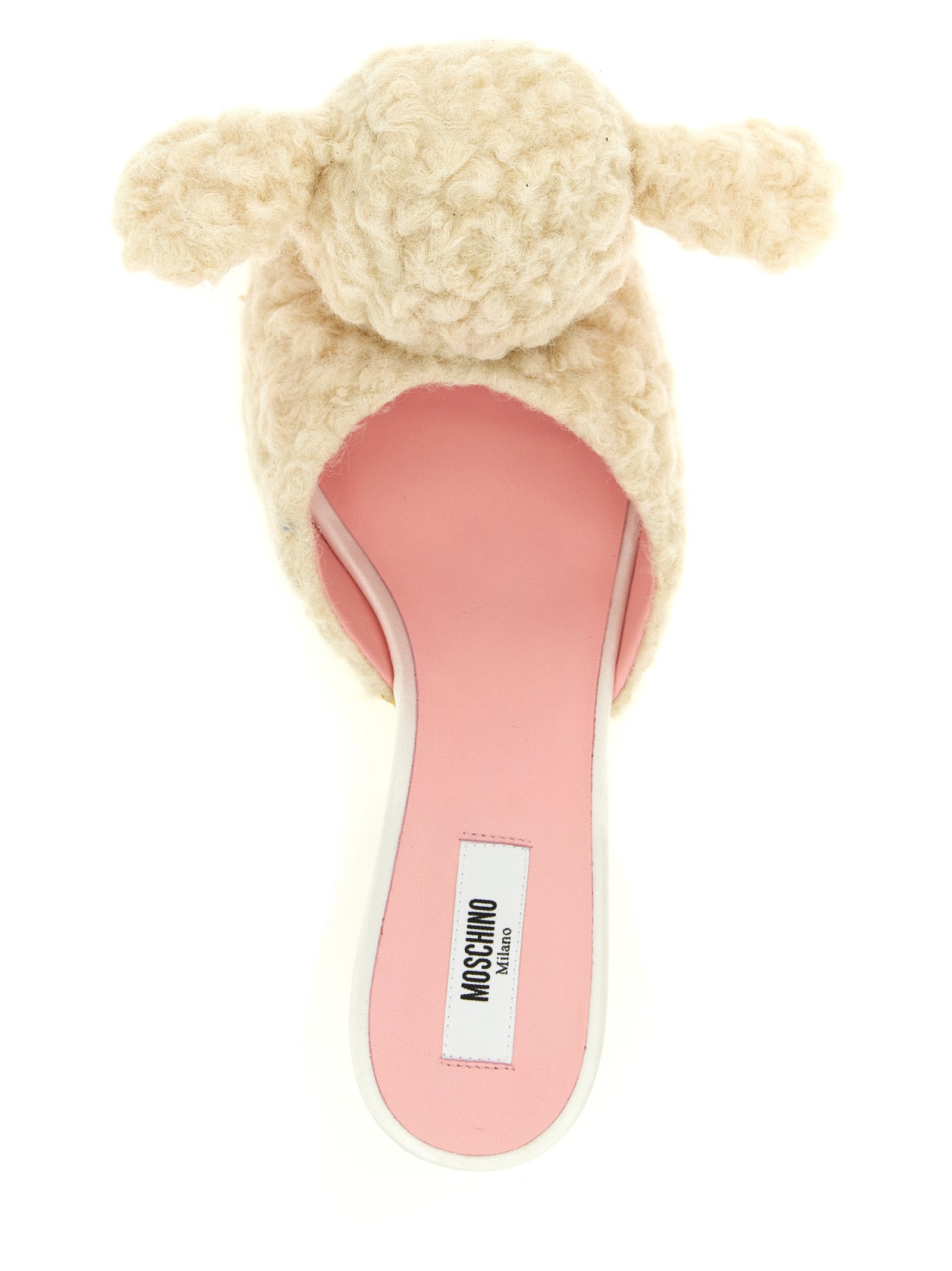Moschino White Virgin Wool Mules Moschino