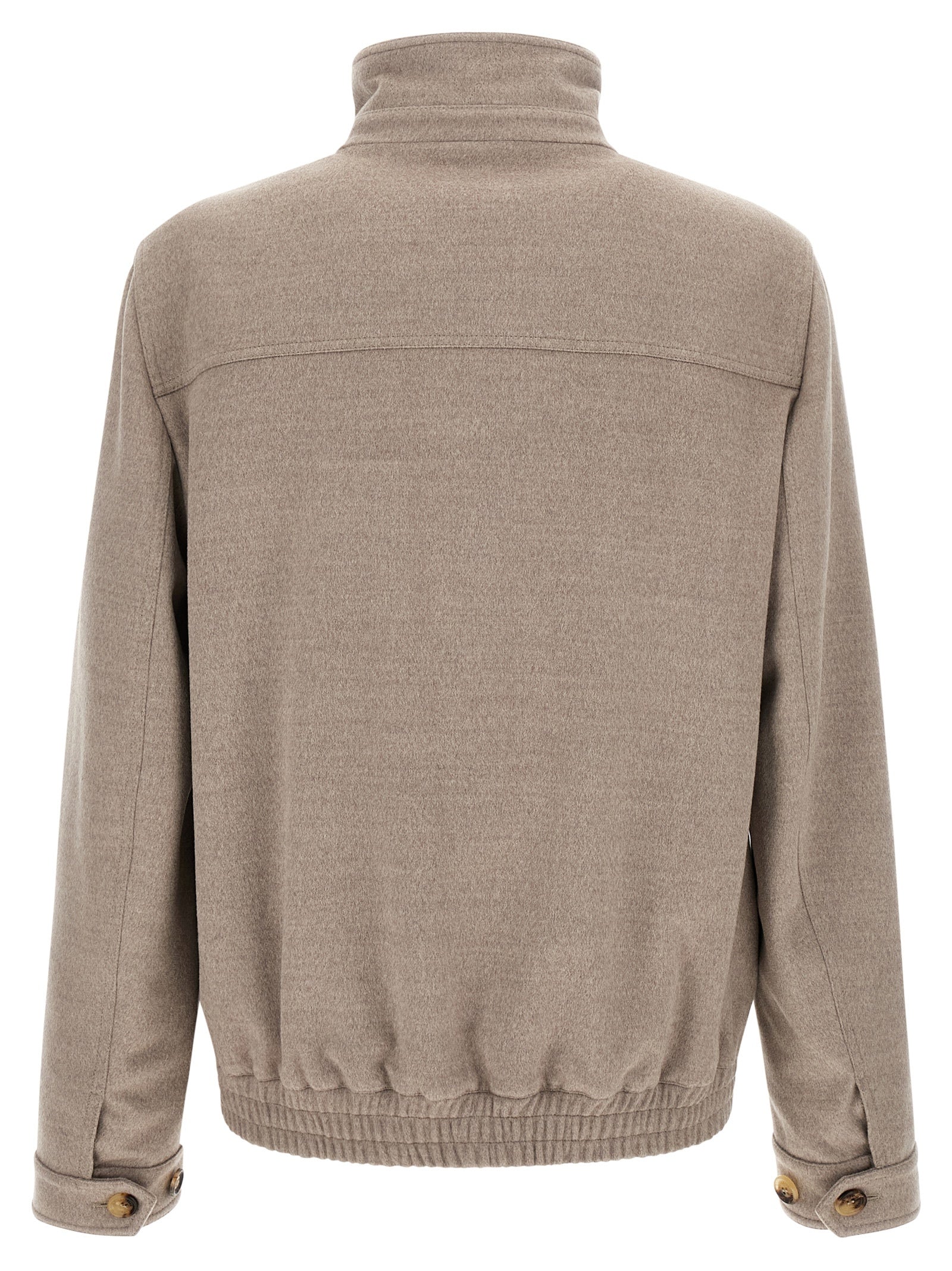Brunello Cucinelli Beige Virgin Wool Bomber Brunello Cucinelli