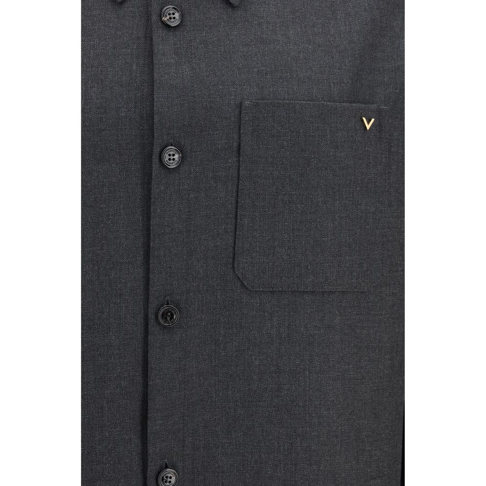 Valentino Garavani Gray Polyester Full-Length Jacket Valentino Garavani