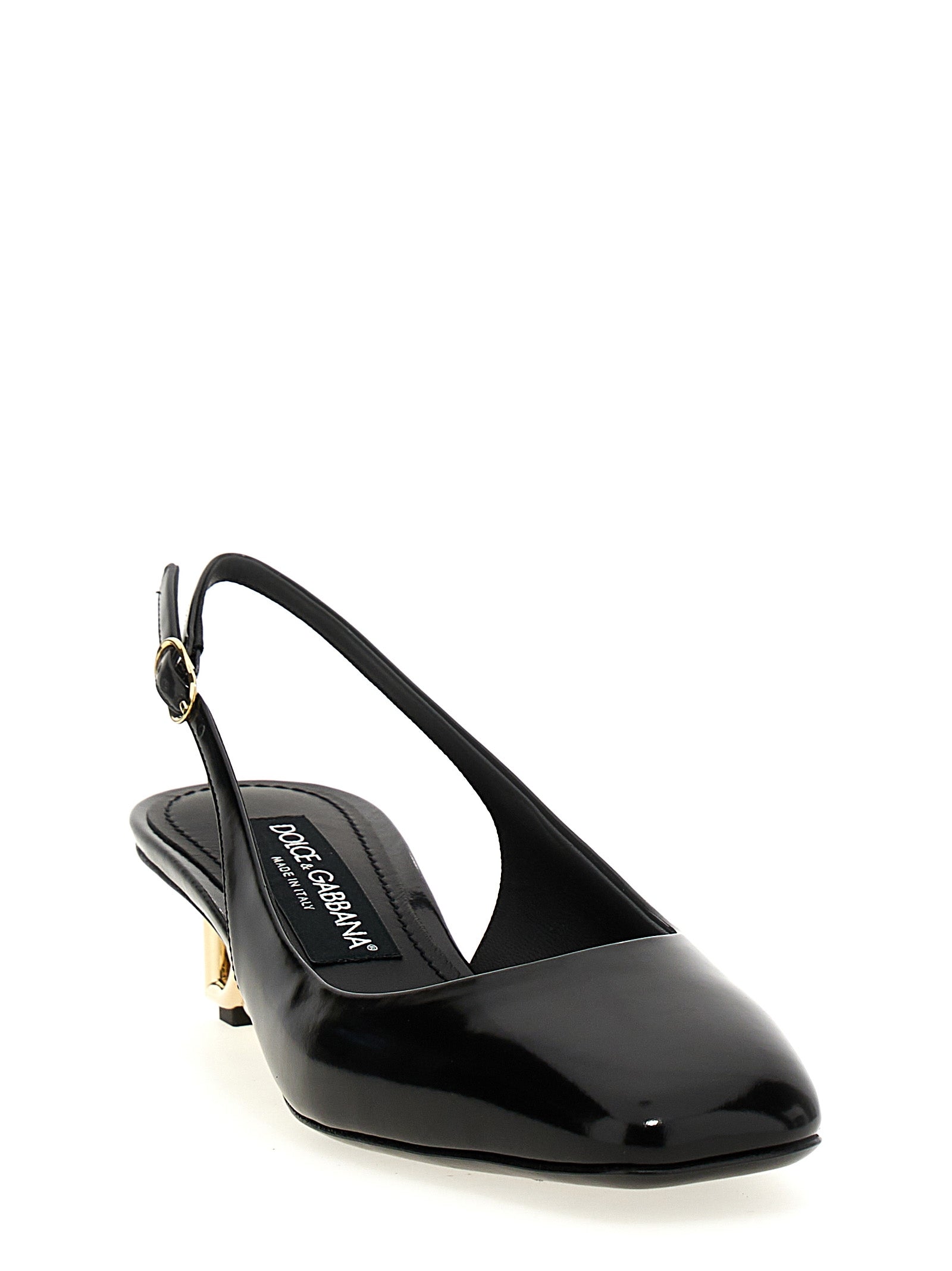 Dolce & Gabbana Black Calfskin Mid Heel Pumps Dolce & Gabbana
