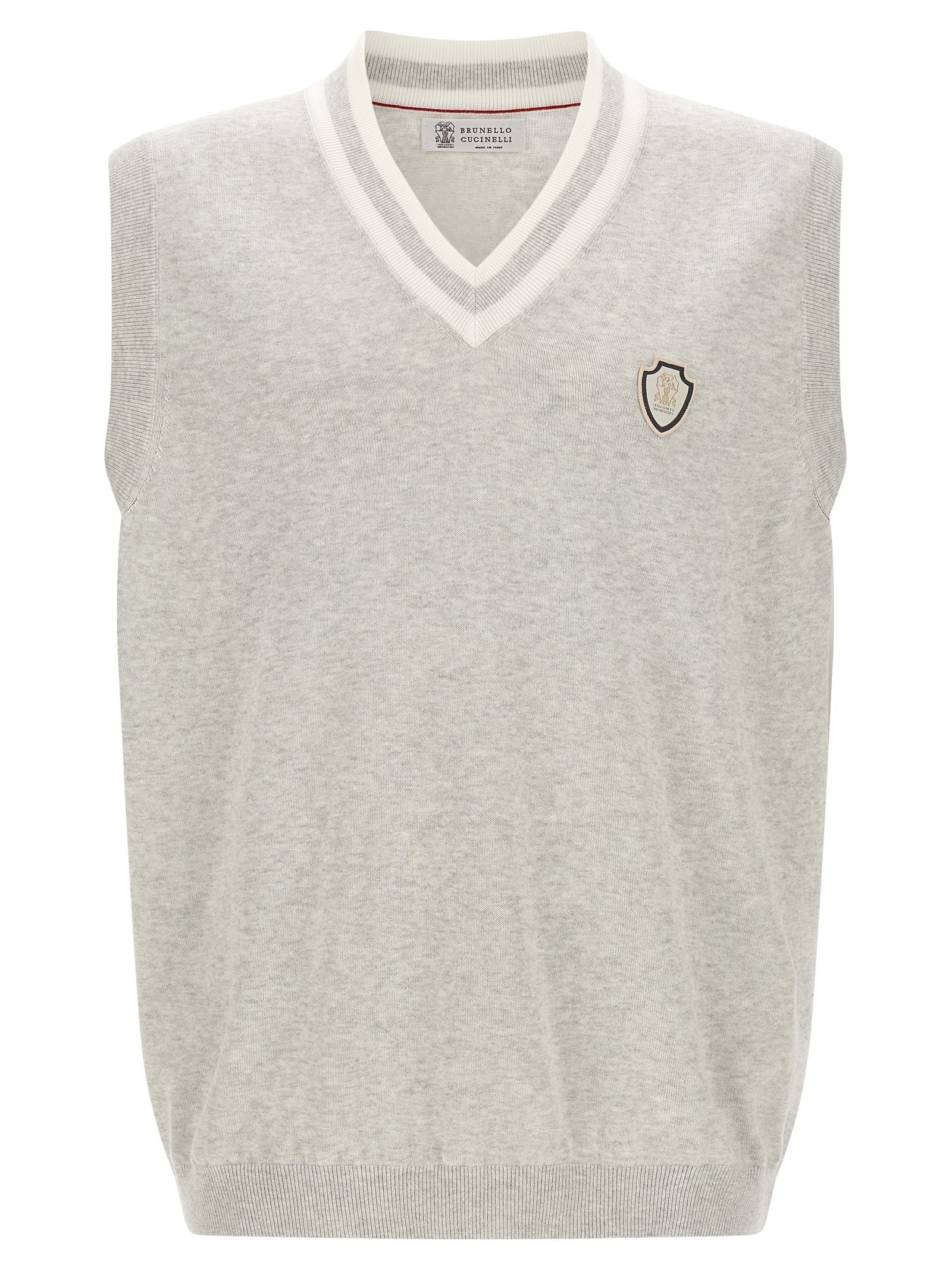 Brunello Cucinelli Gray Cotton Sleeveles Sweater Brunello Cucinelli