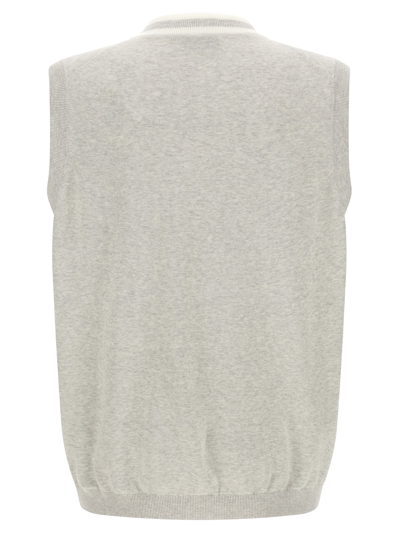 Brunello Cucinelli Gray Cotton Sleeveles Sweater Brunello Cucinelli