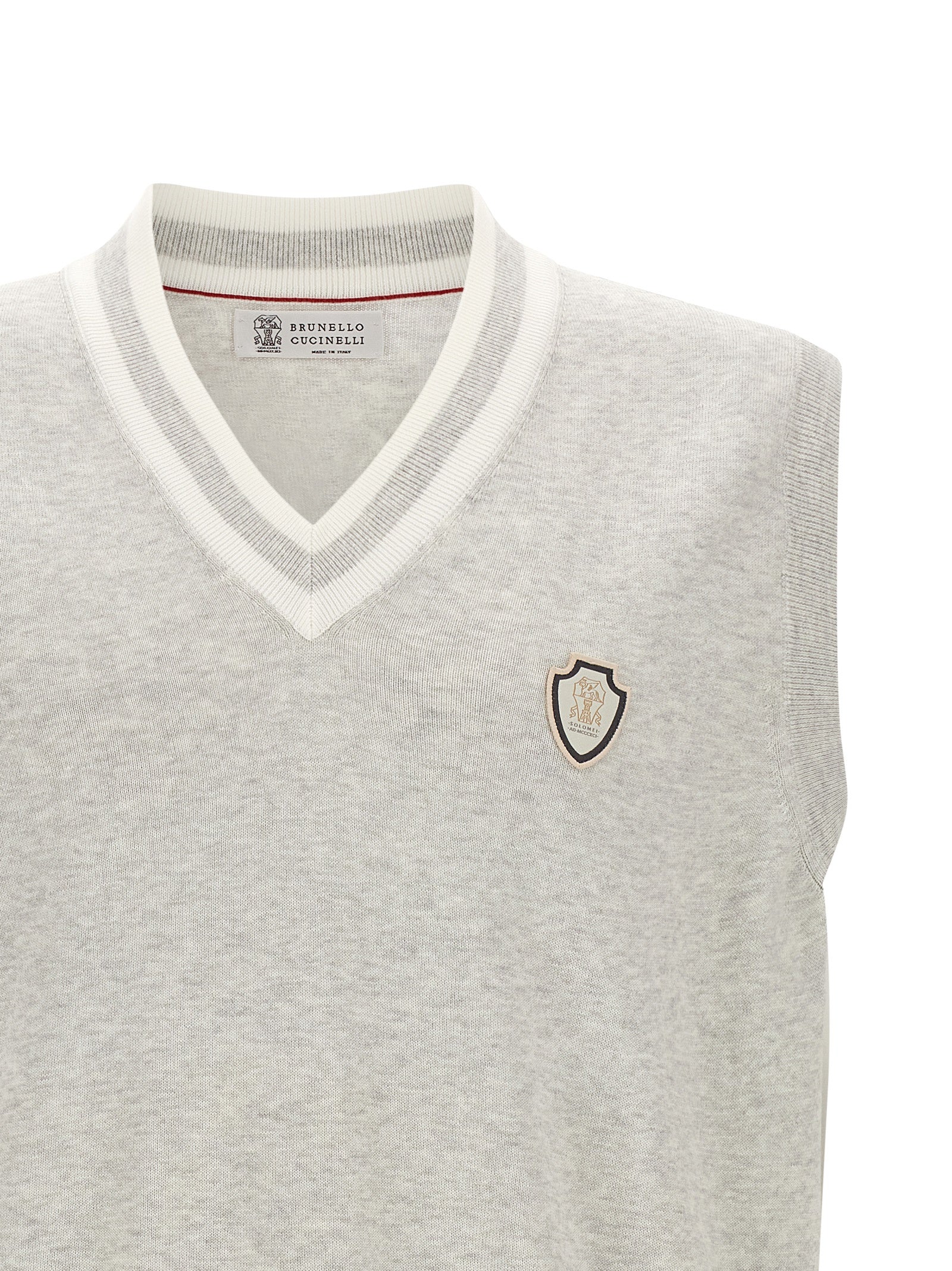 Brunello Cucinelli Gray Cotton Sleeveles Sweater Brunello Cucinelli