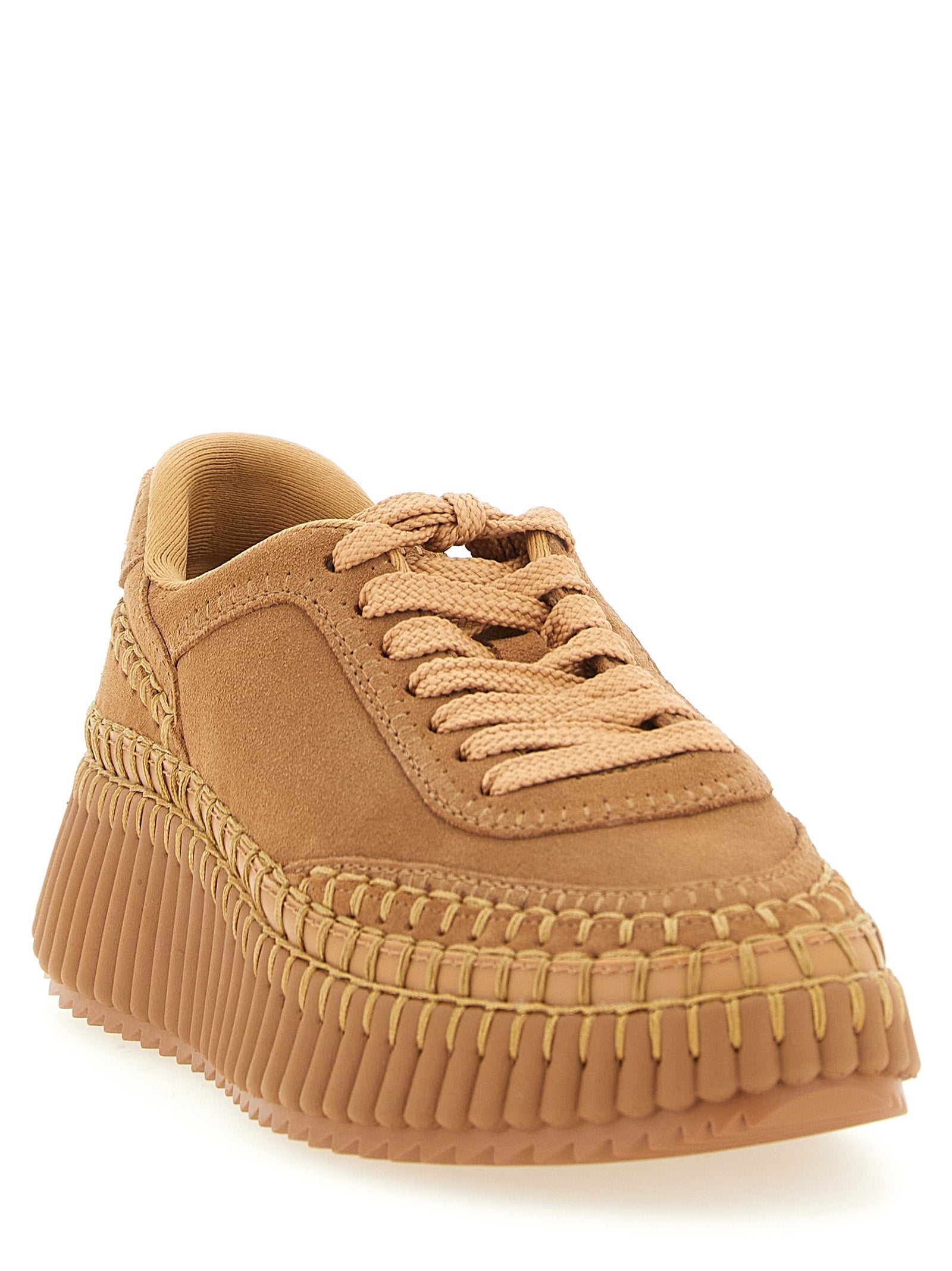 Chloé Beige Polyester Platform Sneakers Chloé
