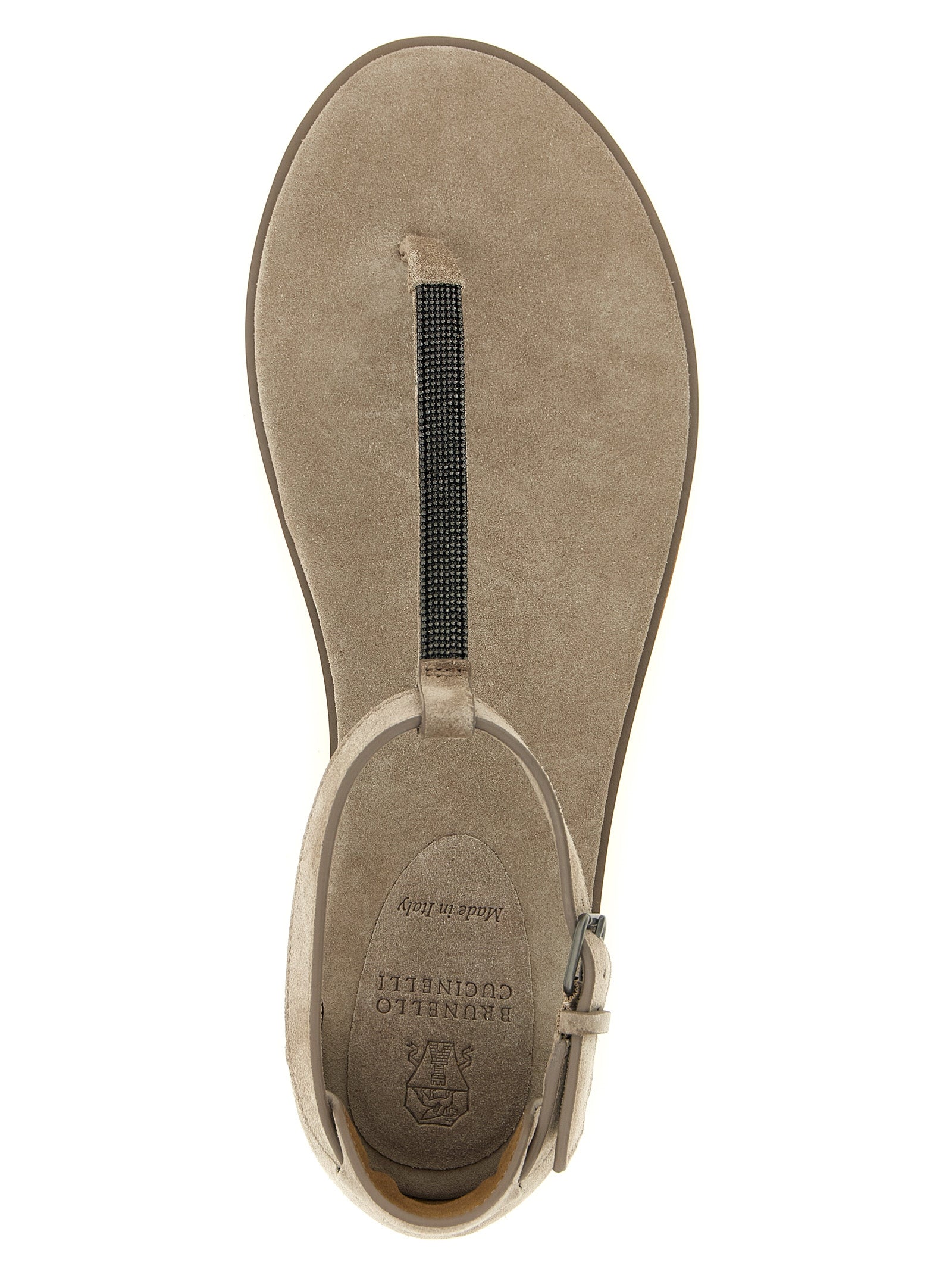 Brunello Cucinelli Beige Calfskin Flat Sandals Brunello Cucinelli