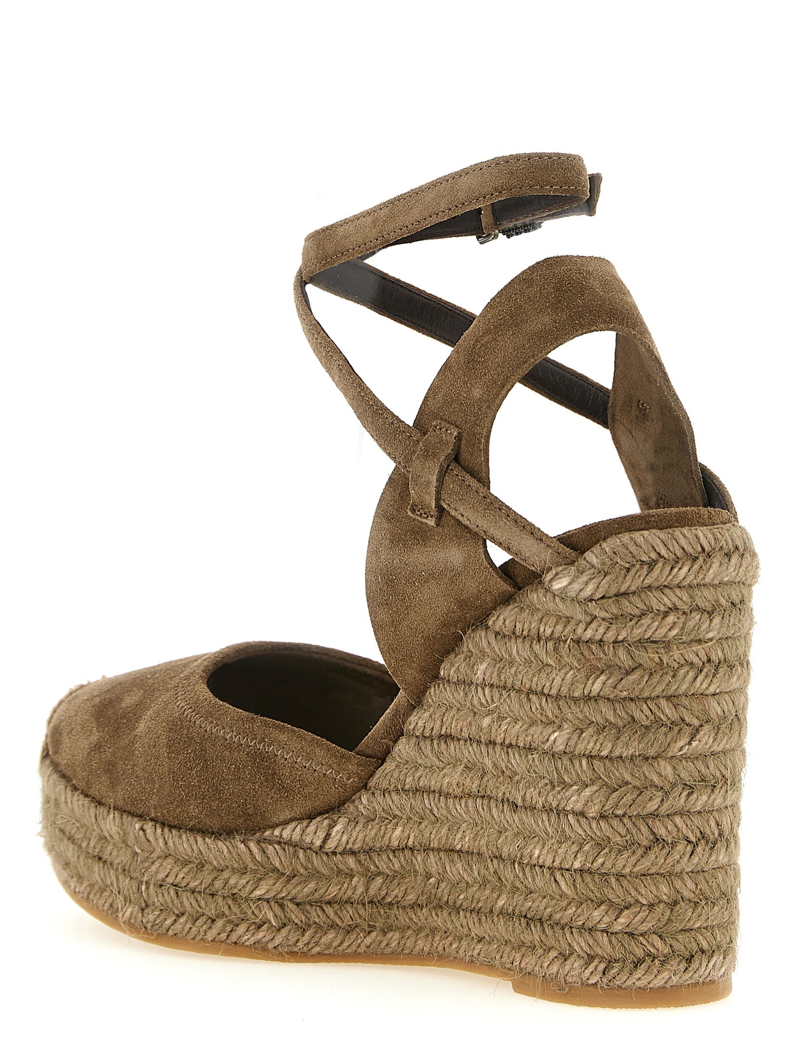 Brunello Cucinelli Brown Calfskin Wedge Sandals Brunello Cucinelli