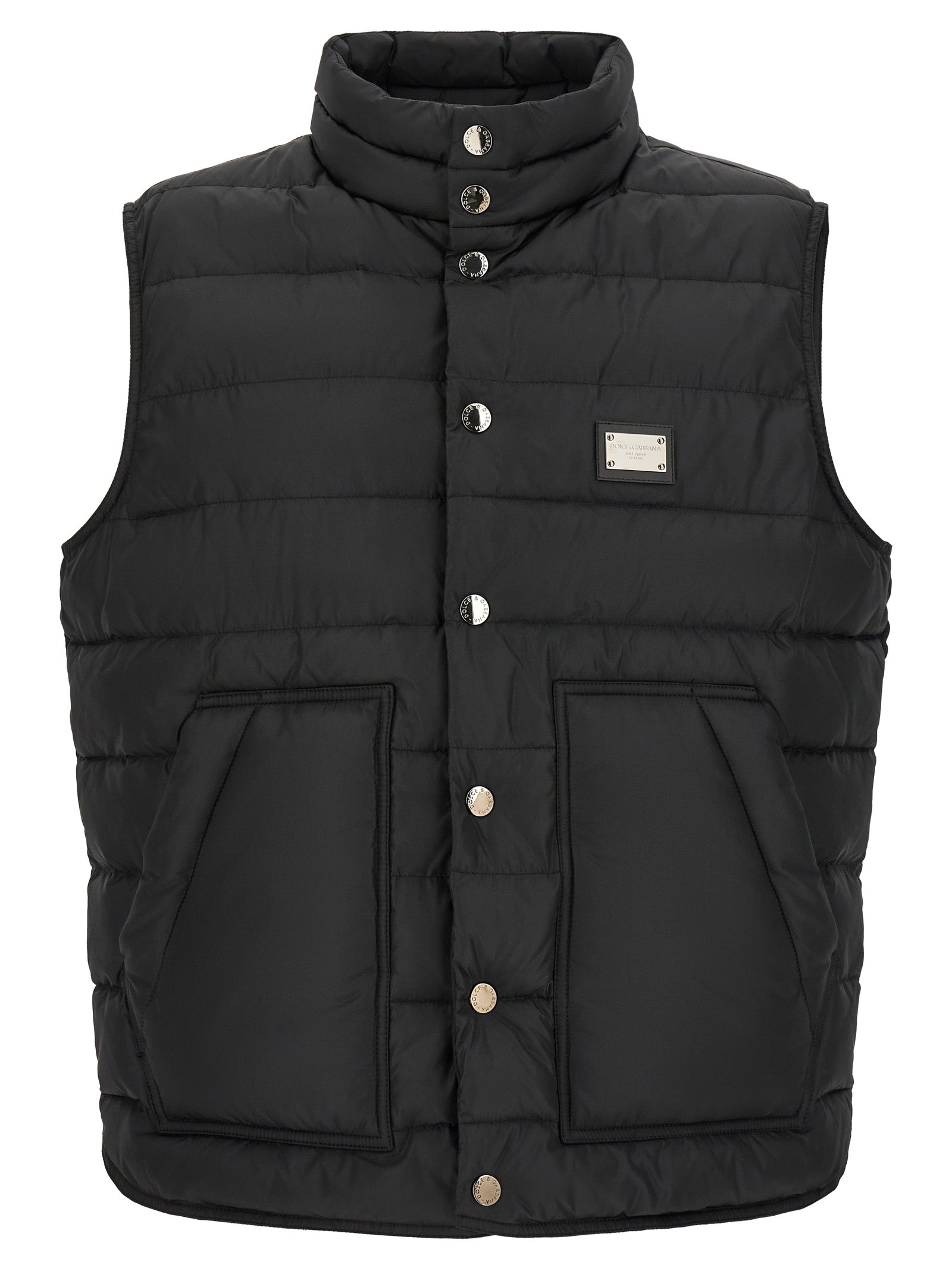 Dolce & Gabbana Black Polyester Sleeveless Jacket Dolce & Gabbana