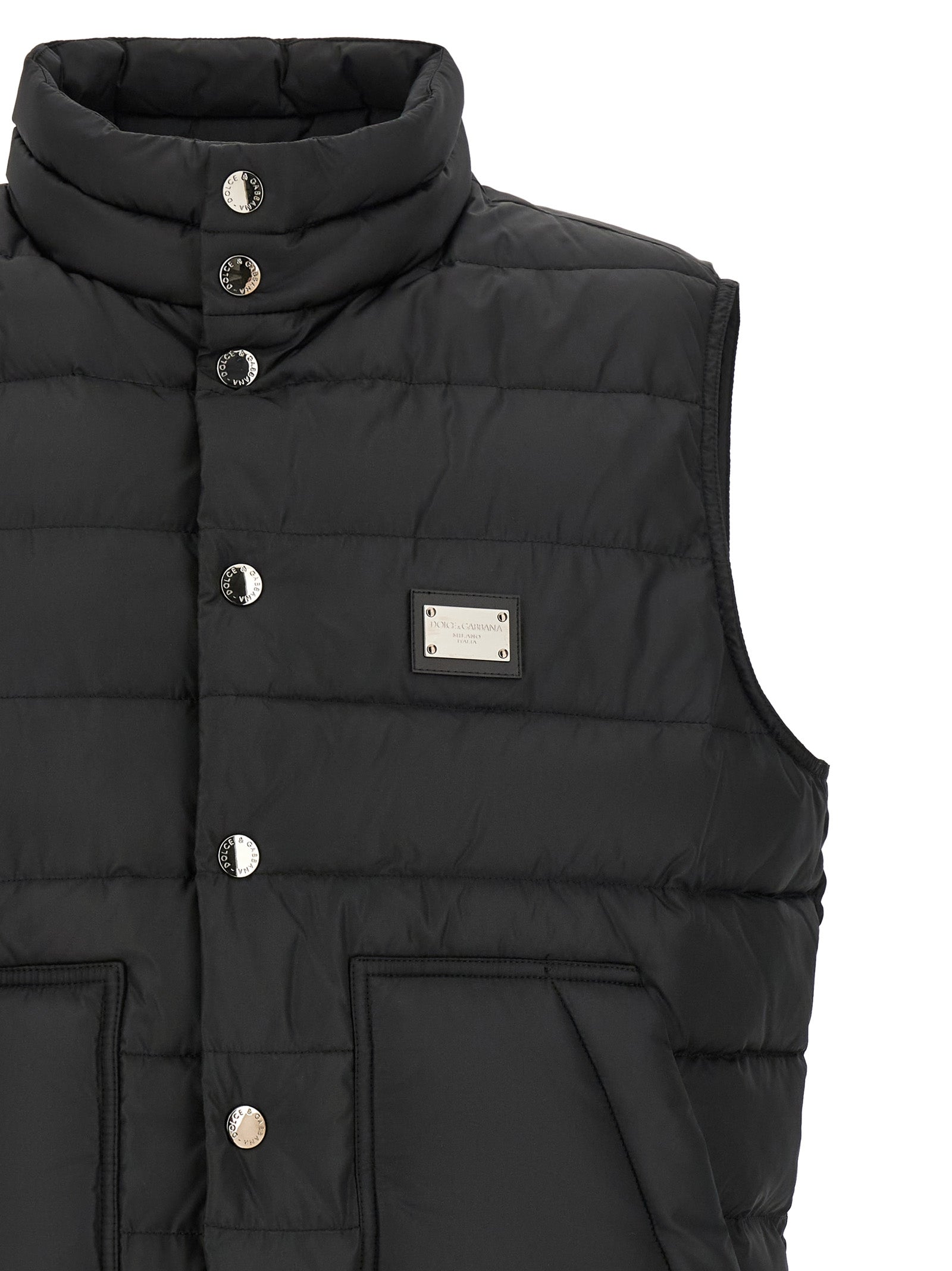 Dolce & Gabbana Black Polyester Sleeveless Jacket Dolce & Gabbana