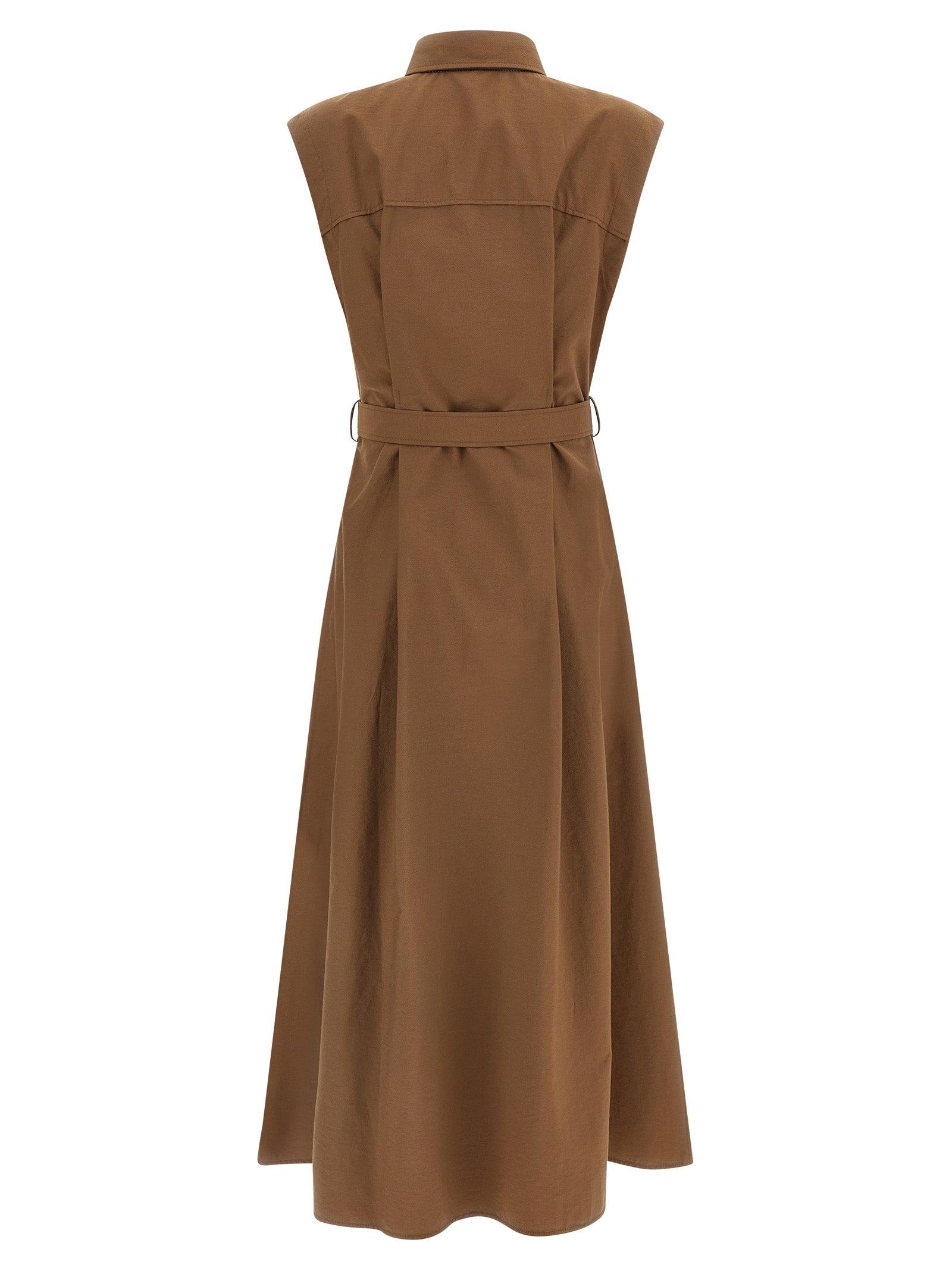 Brunello Cucinelli Brown Cotton Midi Dress Brunello Cucinelli