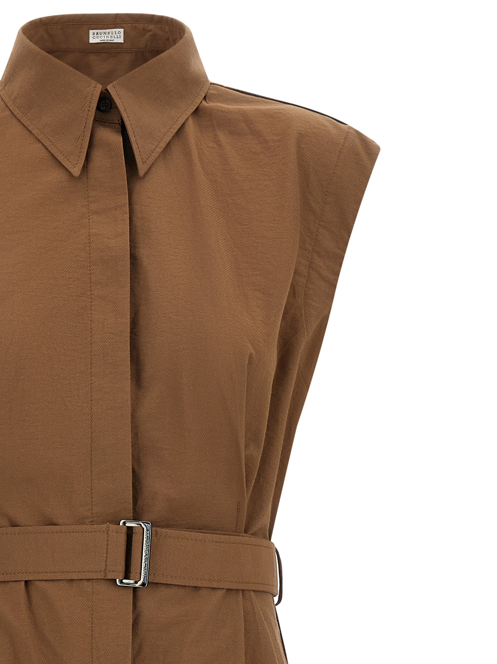 Brunello Cucinelli Brown Cotton Midi Dress Brunello Cucinelli