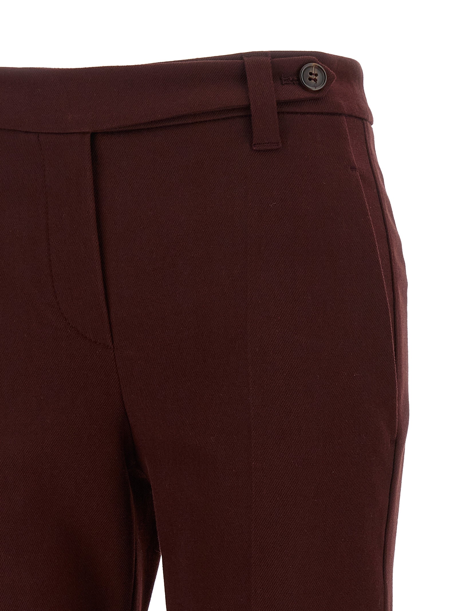 Brunello Cucinelli Bordeaux Cotton Casual Pants Brunello Cucinelli