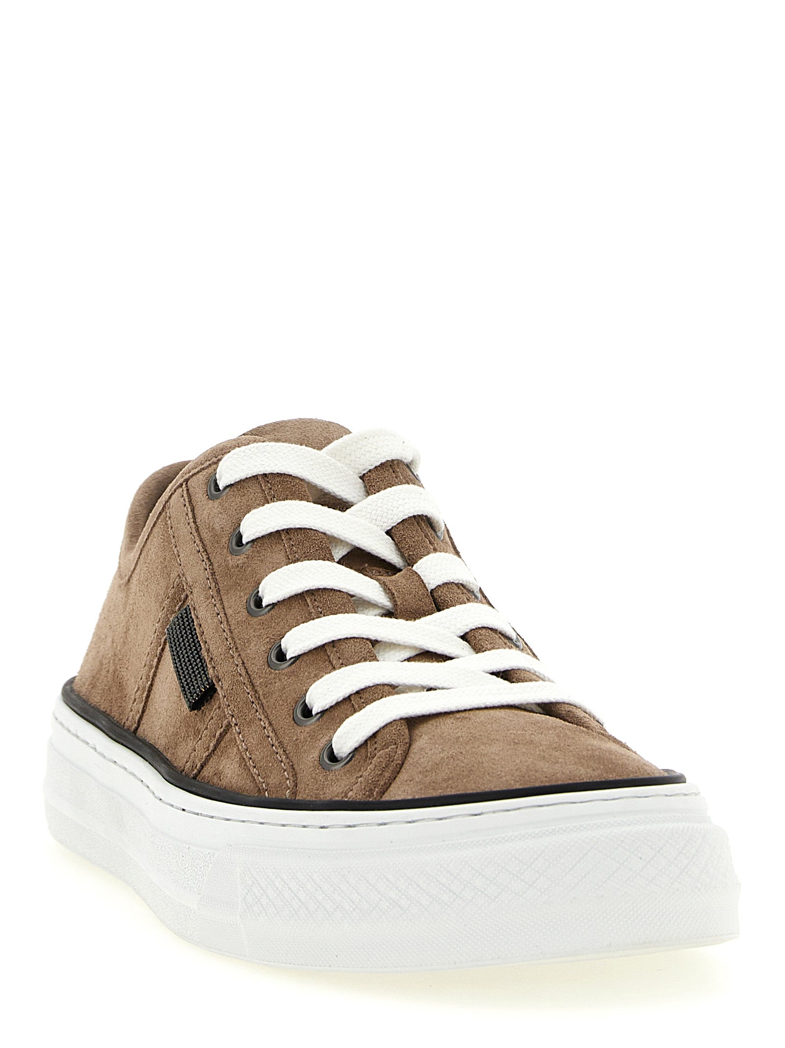 Brunello Cucinelli Brown Leather Low Top Sneakers Brunello Cucinelli