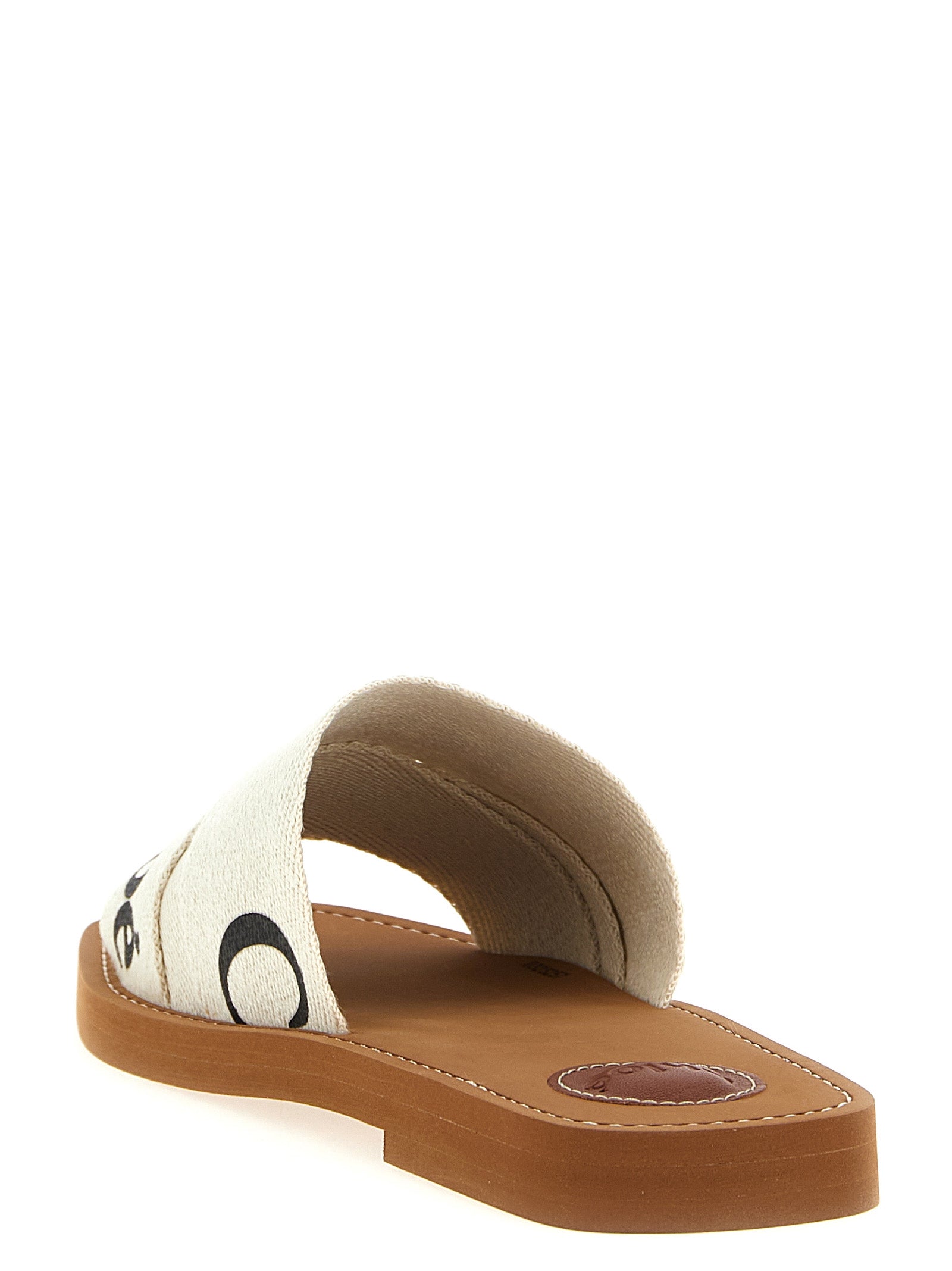 Chloé White Linen Flat Sandals Chloé