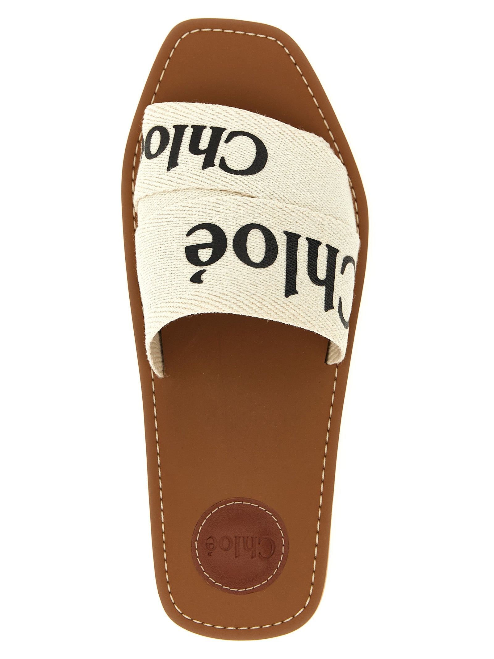 Chloé White Linen Flat Sandals Chloé