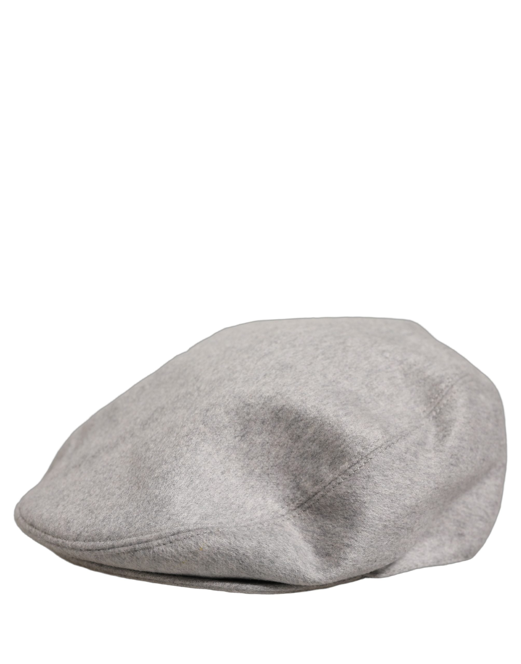 Dolce & Gabbana Men Light Grey Cashmere Newsboy Cabbie Cap Hat Dolce & Gabbana