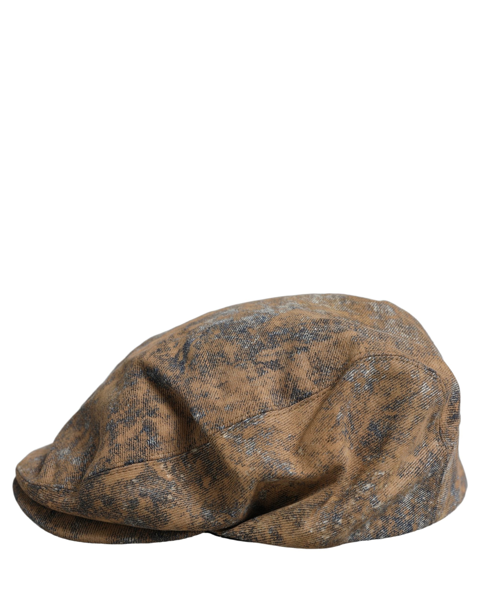 Dolce & Gabbana Men Brown Cotton Newsboy Capello Cabbie Hat Dolce & Gabbana