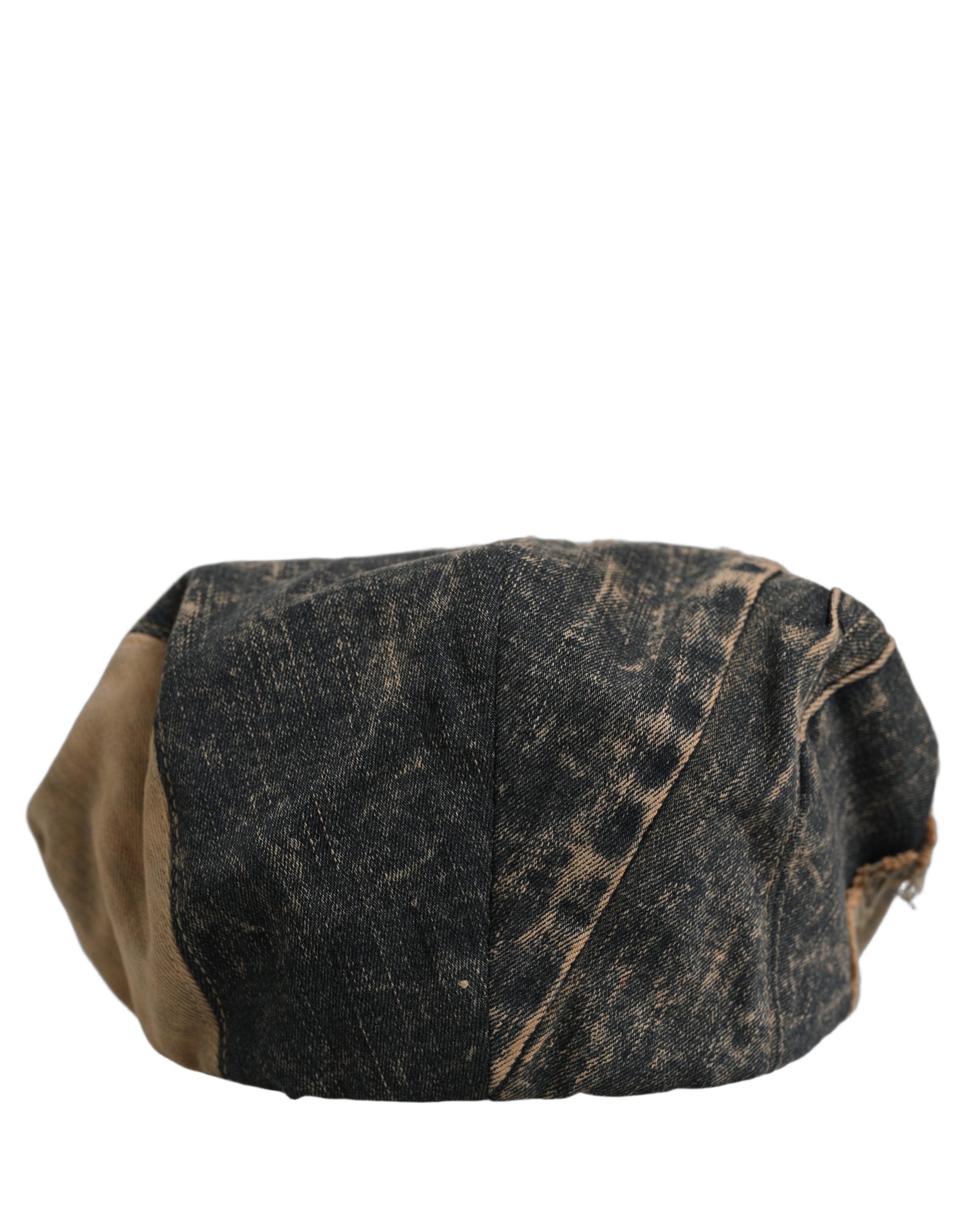 Dolce & Gabbana Brown Cotton Denim Newsboy Capello Cabbie Hat Dolce & Gabbana