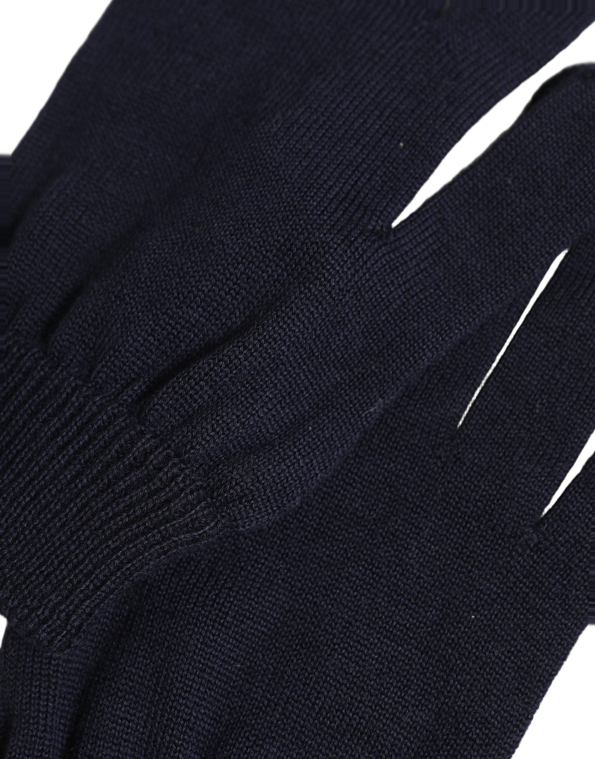 Dolce & Gabbana Men Dark Blue Cashmere Knitted Winter Gloves Dolce & Gabbana