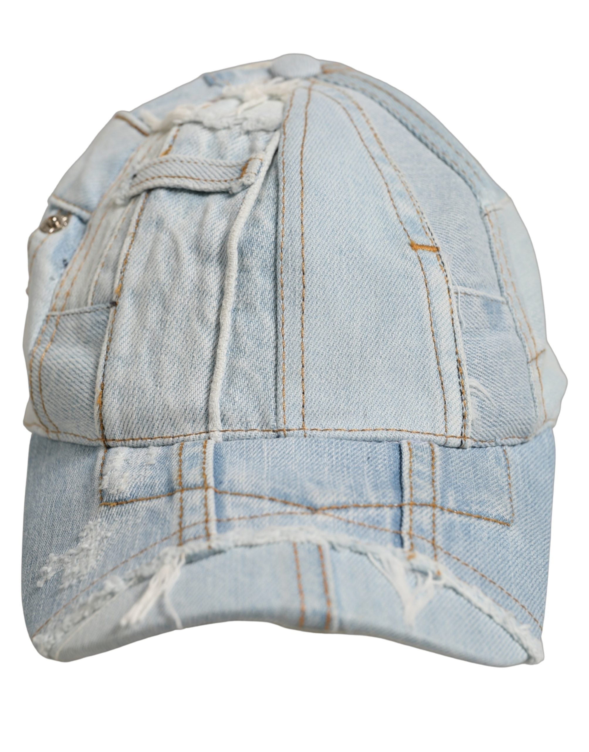Dolce & Gabbana Men Blue Patchwork Cotton Denim Baseball Cap Hat Dolce & Gabbana